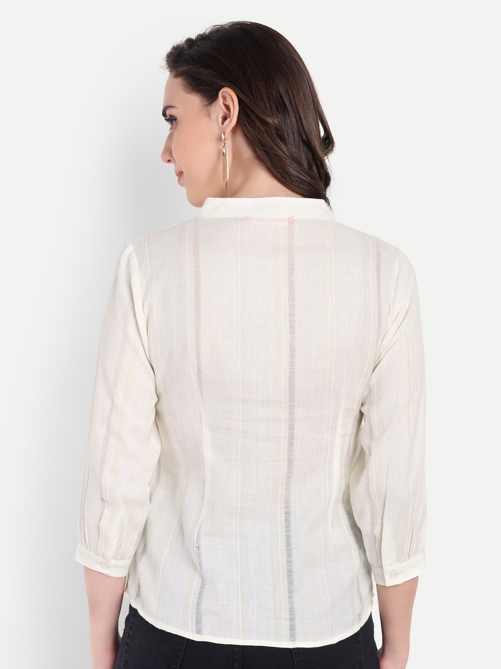 Women's  V-Neck 3/4 Sleeve Top | Lightweight Cotton Blend | Elegant Everyday Wear