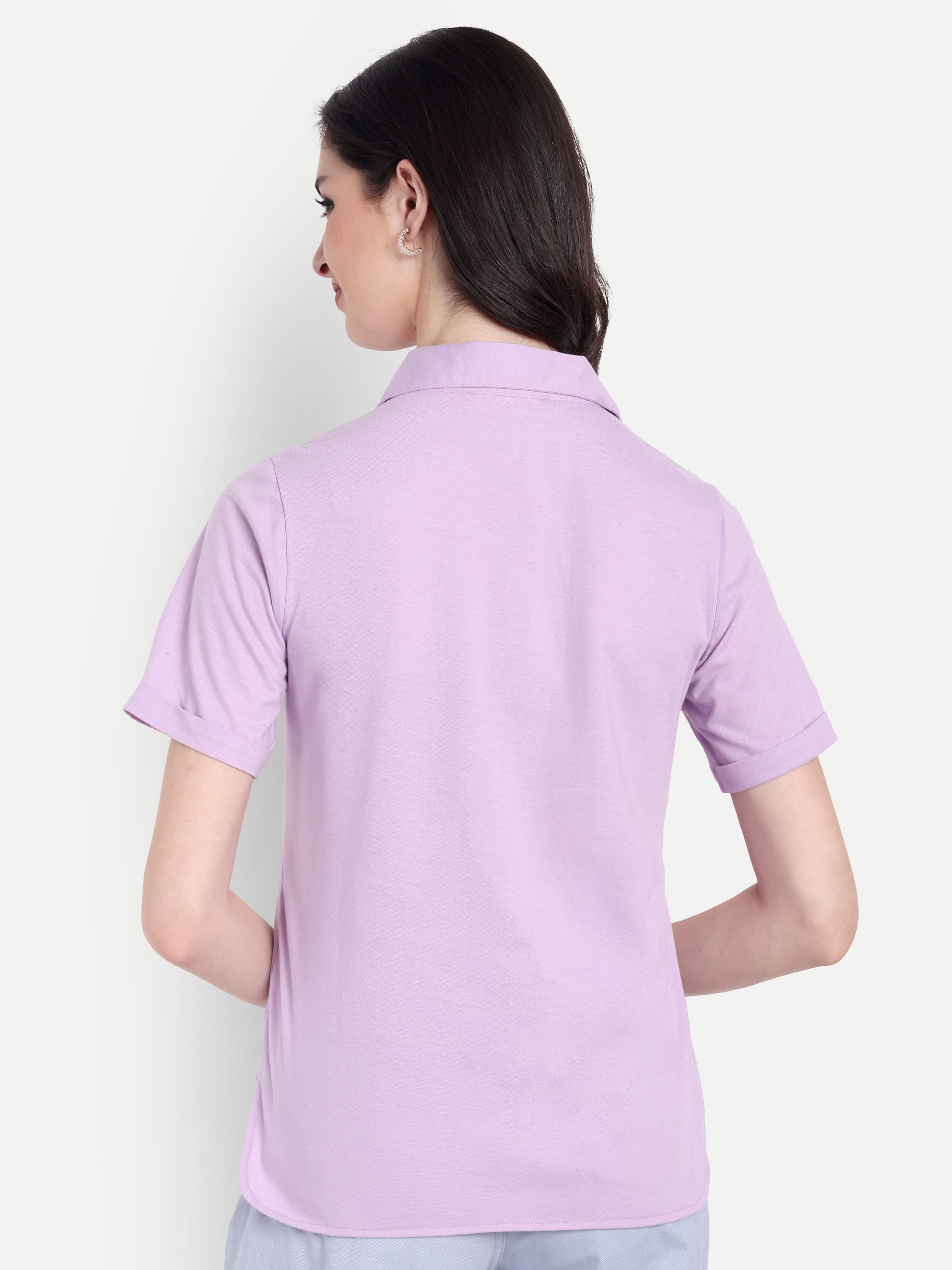 Women's Lavender Casual Shirt – Short Sleeve | Button Down | Lightweight