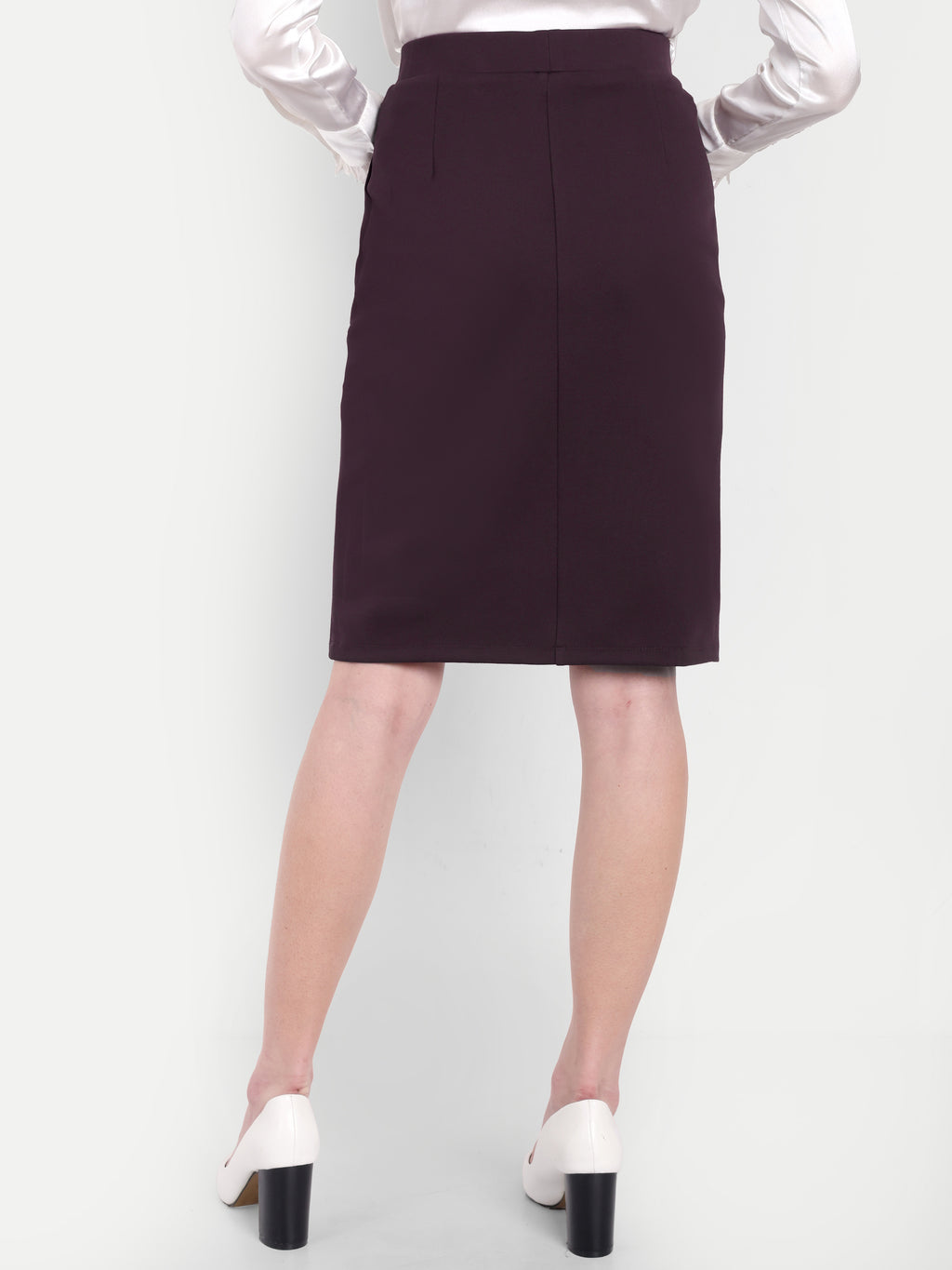 Women's Brown High-Waist Pencil Skirt – Taupe | Slim Fit | Office & Casual Wear