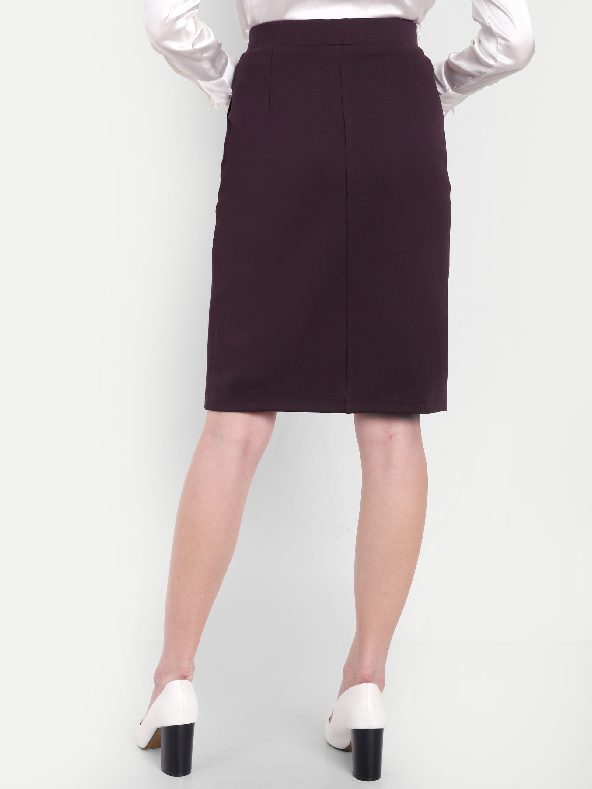 Women's Brown High-Waist Pencil Skirt – Taupe | Slim Fit | Office & Casual Wear