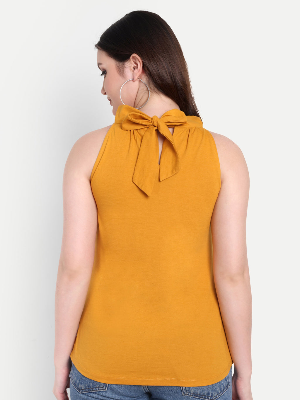 Women's orange Halter Neck Sleeveless Top | Casual & Party Wear