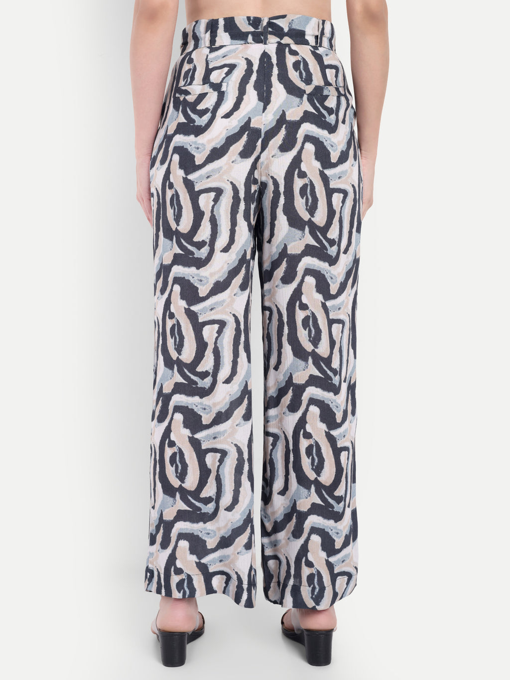 Women's Printed Wide-Leg Trousers – High Waist | Formal & Casual Wear | Comfort Fit