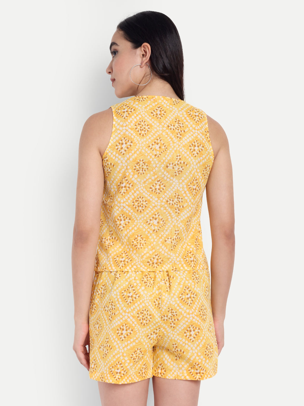 FairLeaf Women's Top and Short Set – |100% Pure Cotton | Lightweight Relaxed Fit Sleeveless Yellow Top & Short– Stylish Casual Summer  for Women