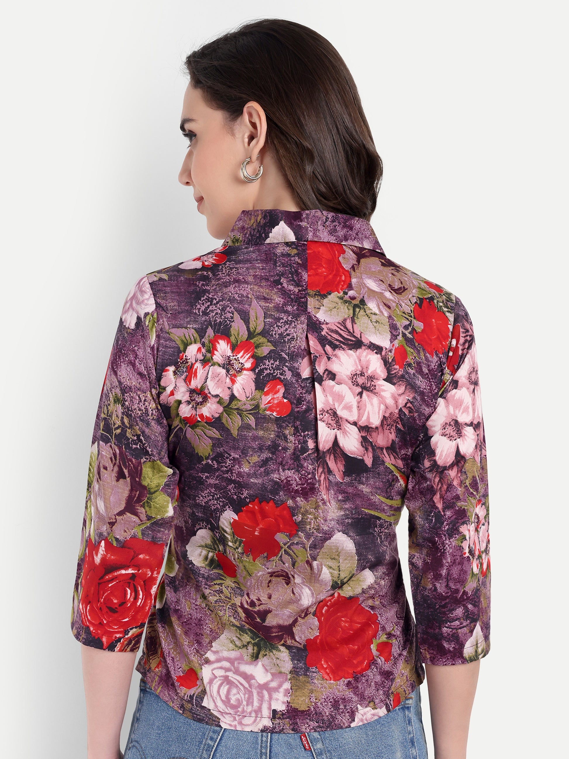 Women's Collar Top with Button – |100% Pure Cotton|Lightweight Relaxed Fit Floral Print – Stylish Casual Summer Western Wear