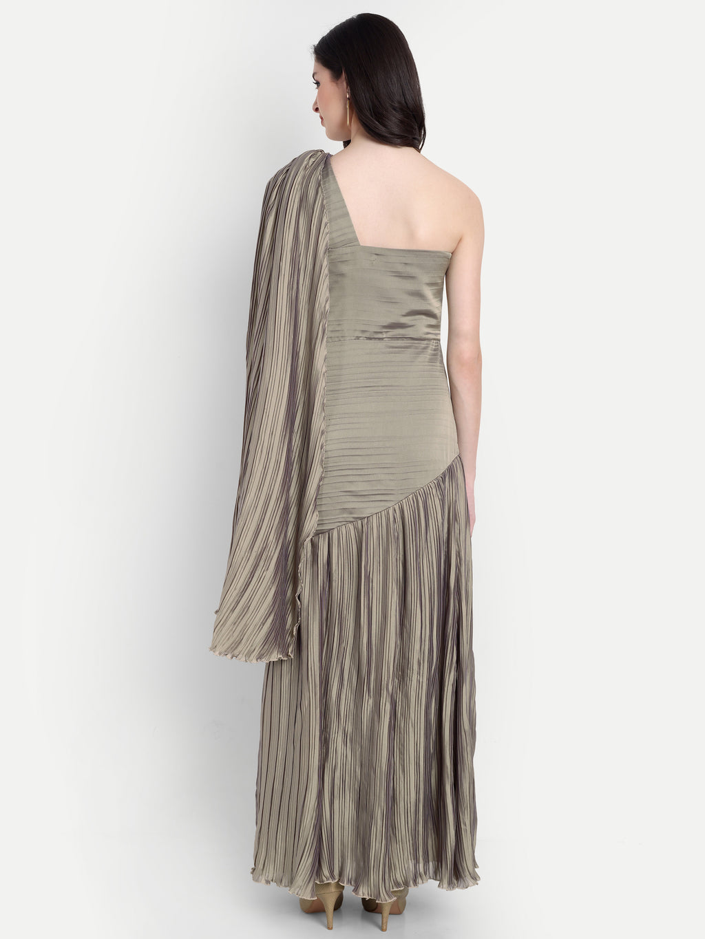 Women's One-Shoulder Grey Maxi Dress | Elegant Party & Casual Wear