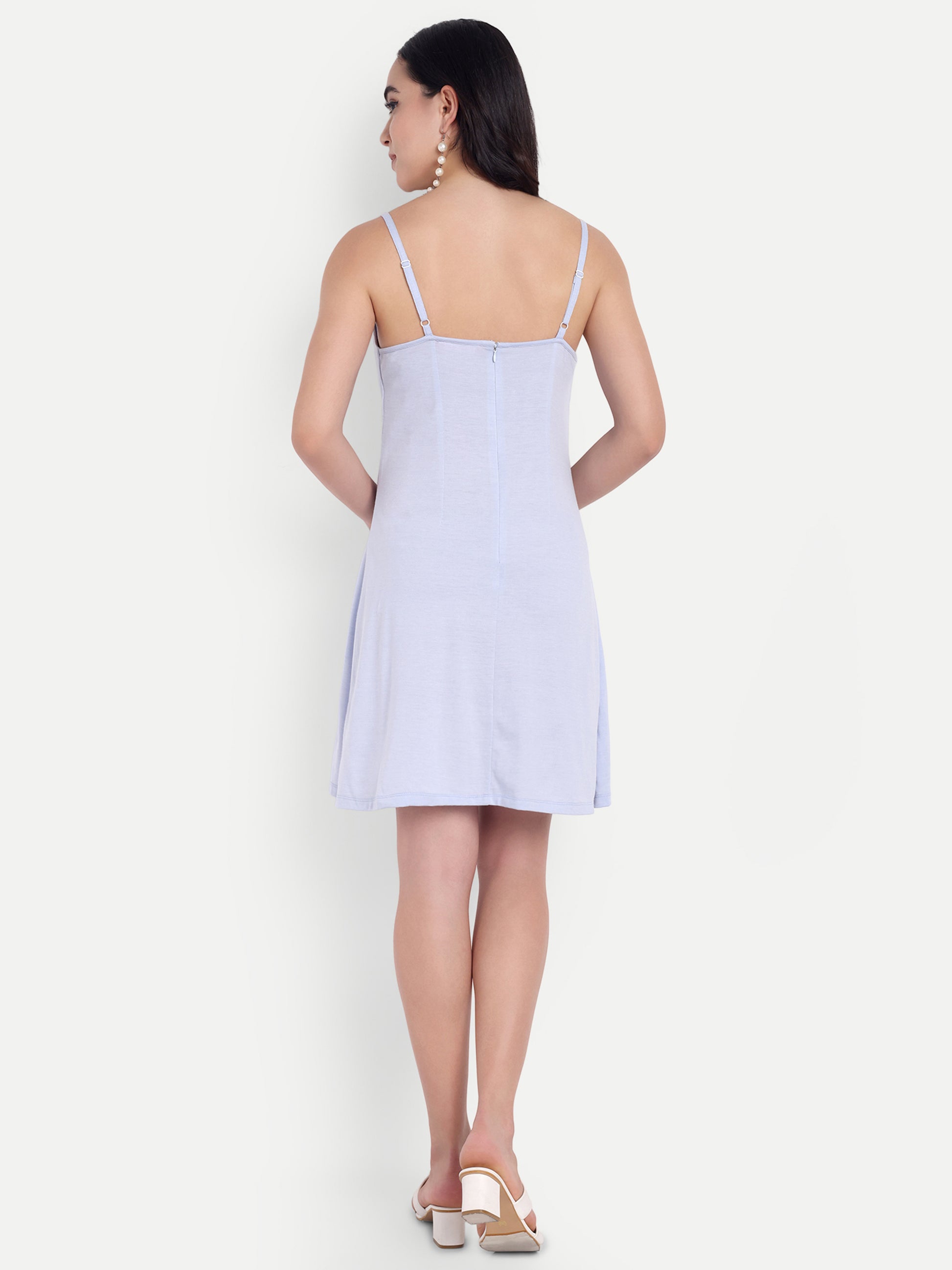 Lavender Sleeveless Cowl Neck Mini Dress