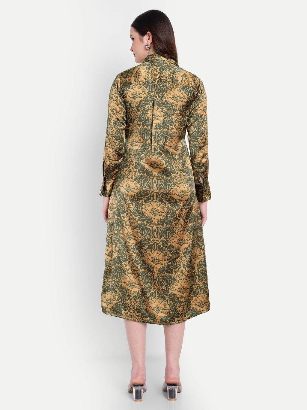 Women's  Midi Dress | Long Sleeve | Belt Tie Waist