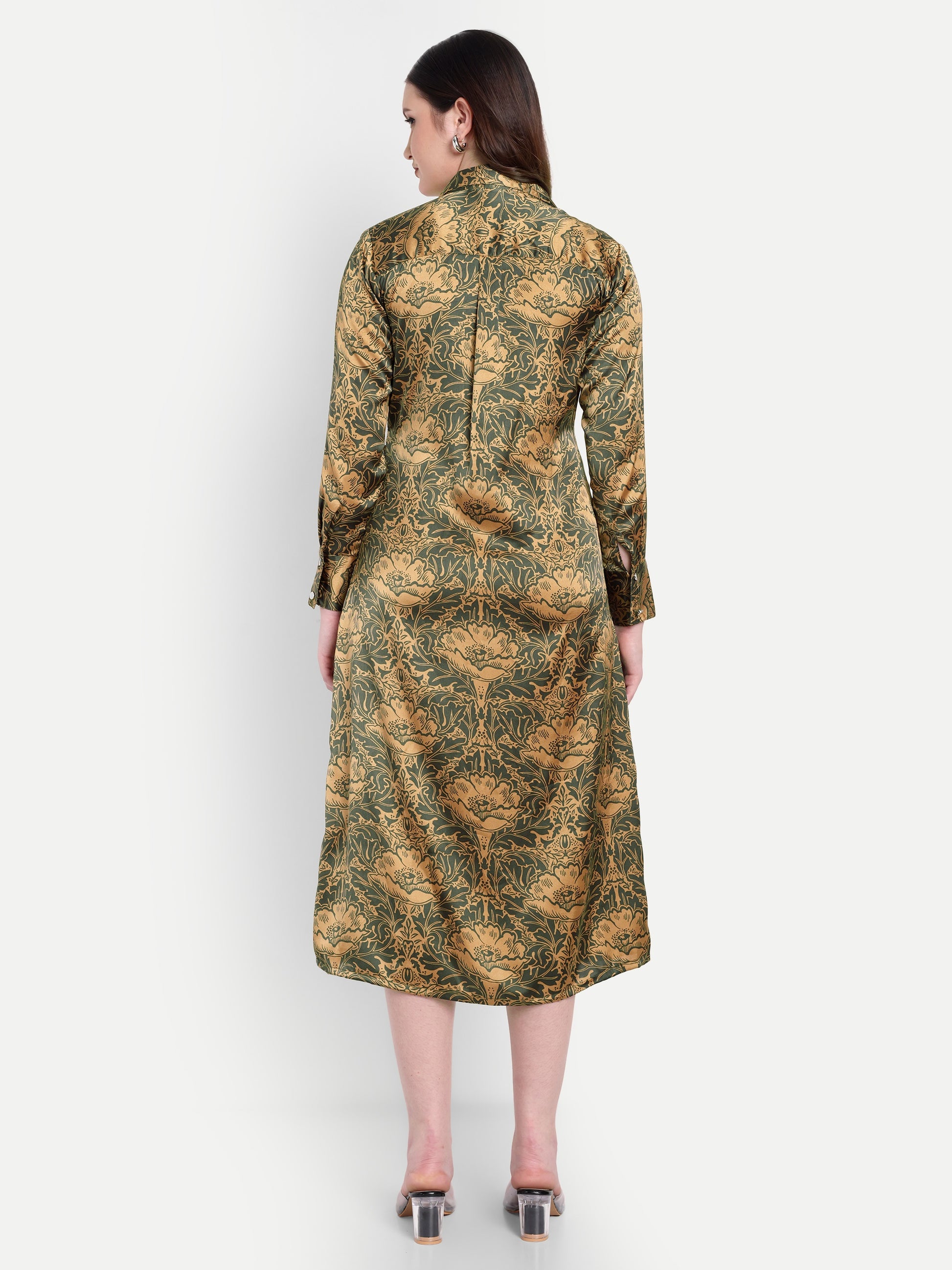 Women's  Midi Dress | Long Sleeve | Belt Tie Waist