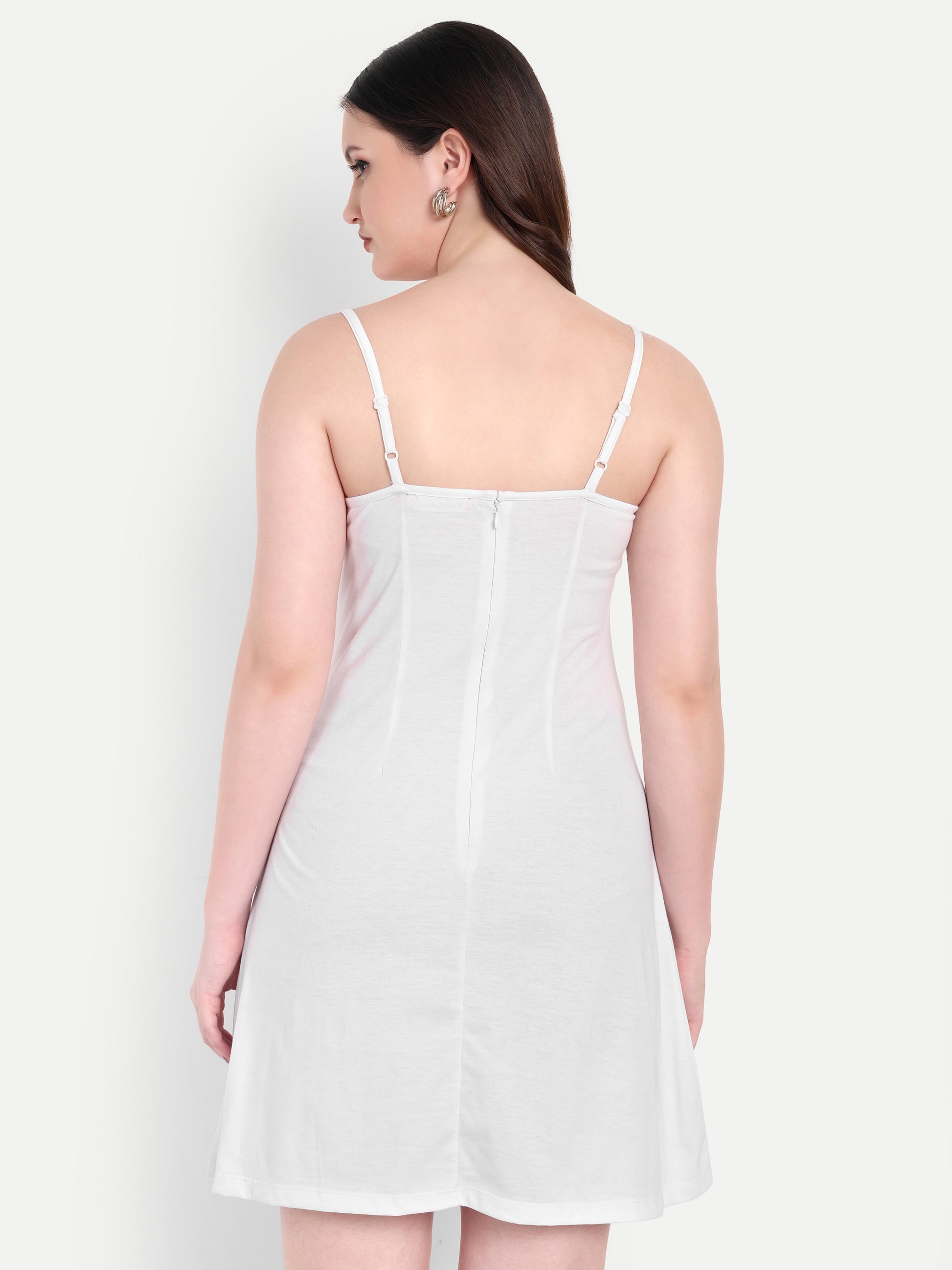 Women's White A-Line Mini Dress | Sleeveless Cowl Neck | Casual & Party Wear