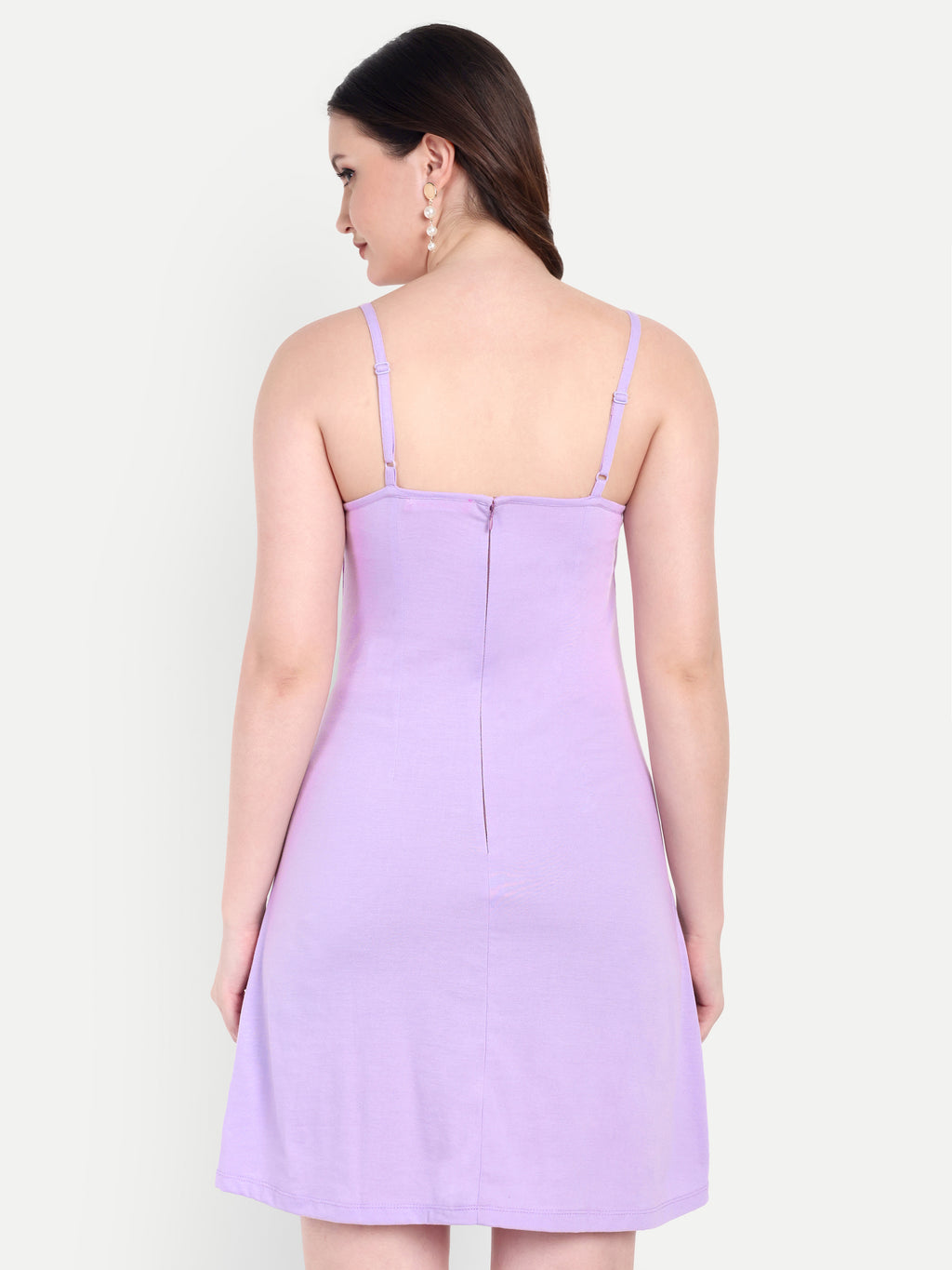 Women's Lavender A-Line Mini Dress | Sleeveless Cowl Neck | Casual & Party Wear