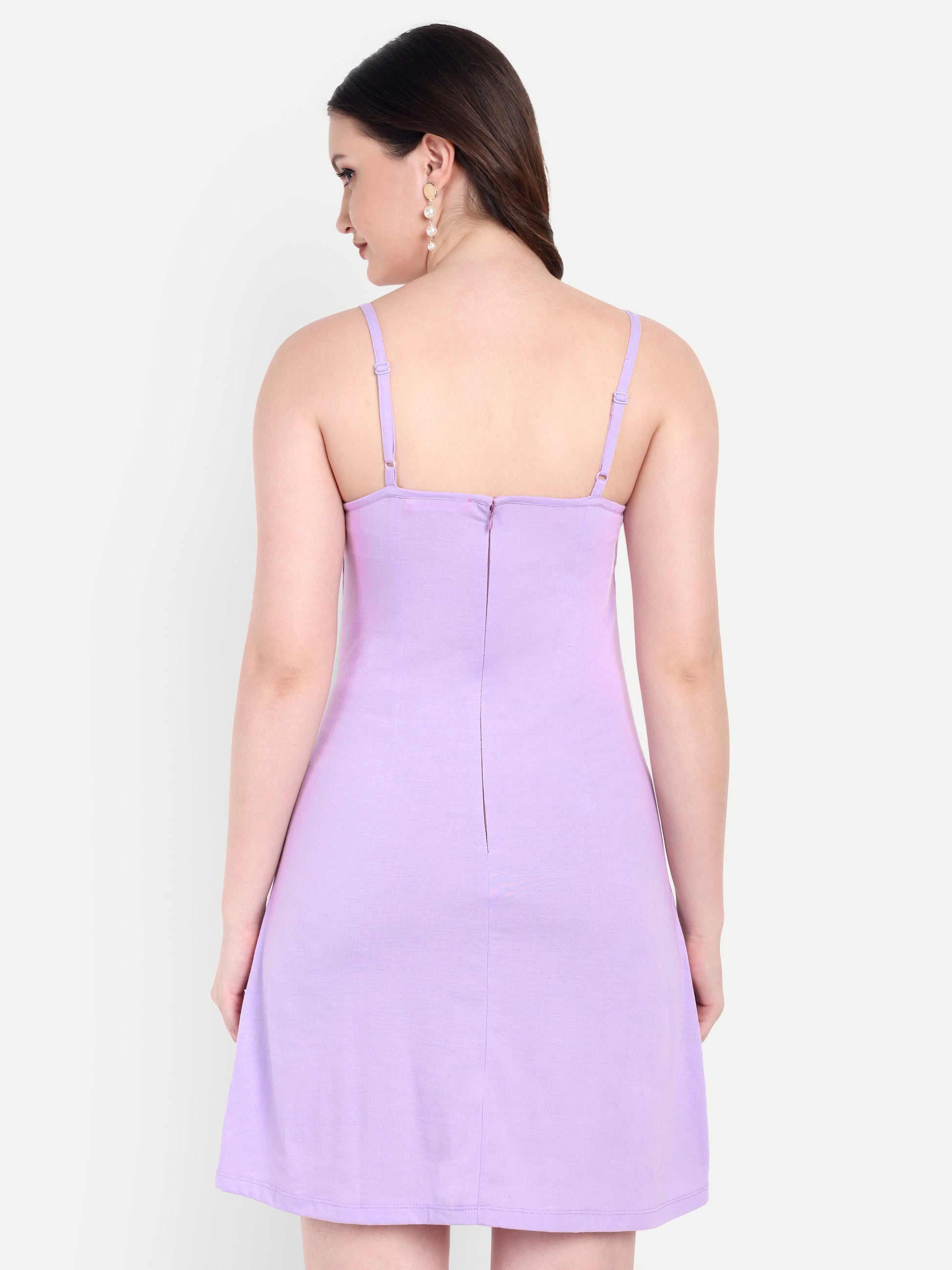 Women's Lavender A-Line Mini Dress | Sleeveless Cowl Neck | Casual & Party Wear