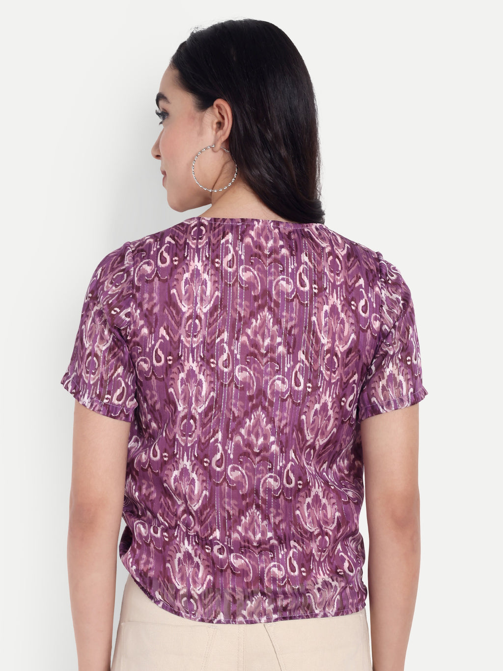 FairLeaf Women's V-Neck Short Sleeve Top – Lightweight Relaxed Fit  – Stylish Casual Summer Western Wear for Women