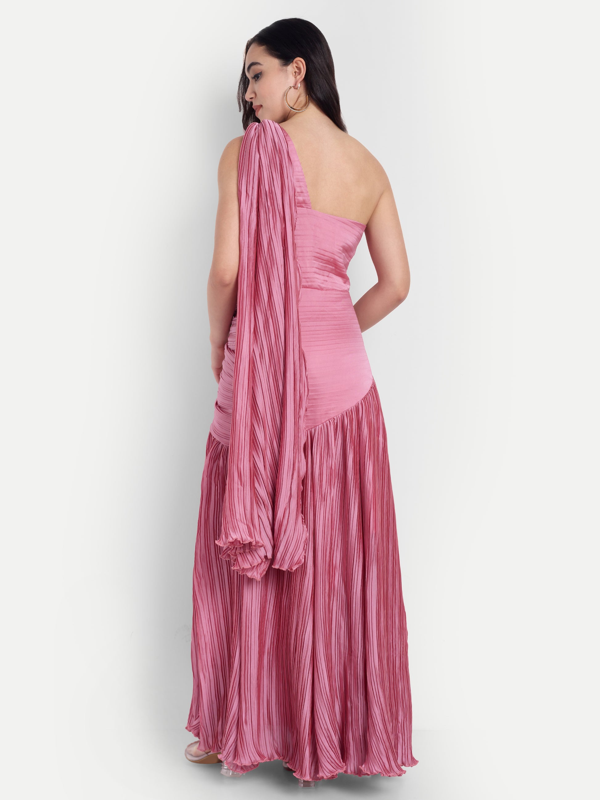 Women's One-Shoulder Pink Maxi Dress | Elegant Party & Casual Wear