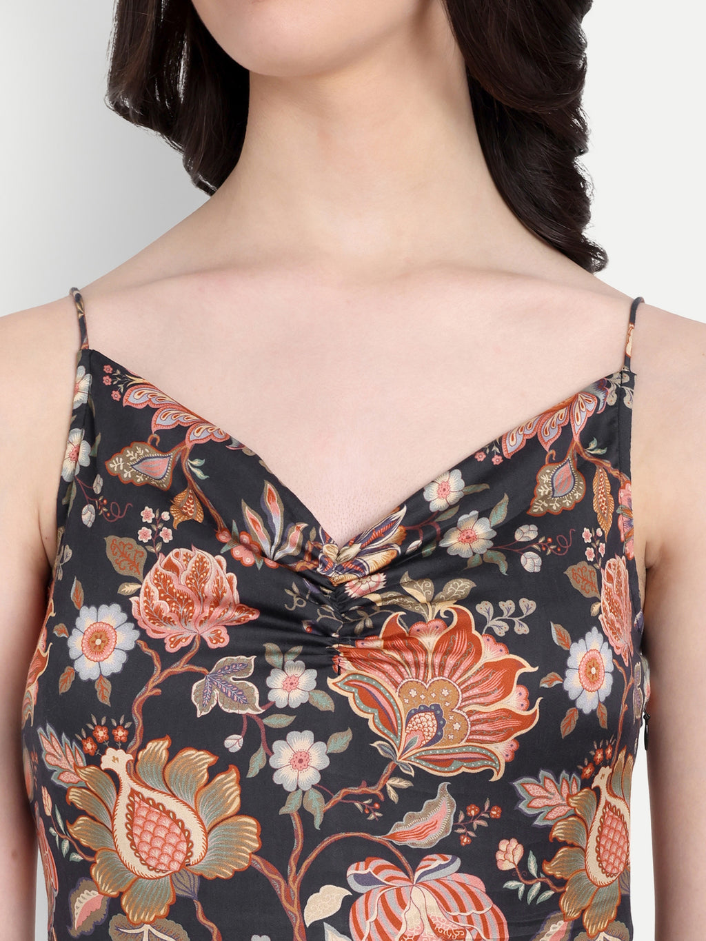 Women's Floral Print Slip Dress with Side Slit | Elegant Midi Dress for Party Wear & Casual Wear