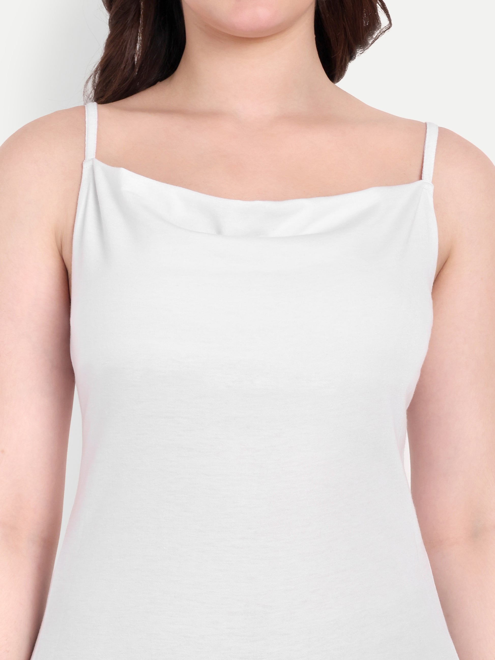 Women's White A-Line Mini Dress | Sleeveless Cowl Neck | Casual & Party Wear