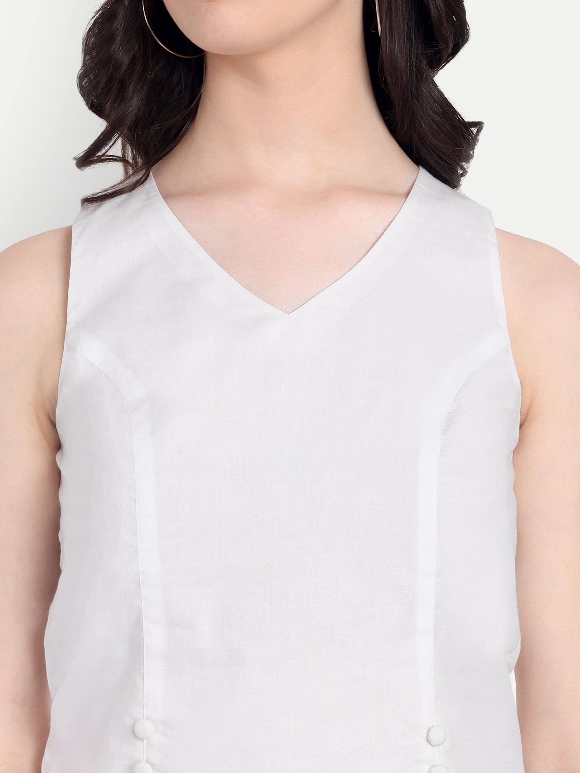 FairLeaf Women's Top and Short Set – |100% Pure Cotton | Lightweight Relaxed Fit Sleeveless White Top & Short– Stylish Casual Summer  for Women