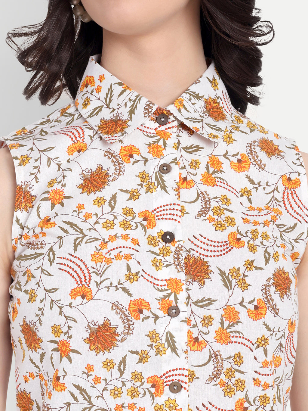 Women's Yellow Floral Sleeveless Shirt with Pink Printed Wide-Leg Pants | Comfortable Summer Co-ord Sets