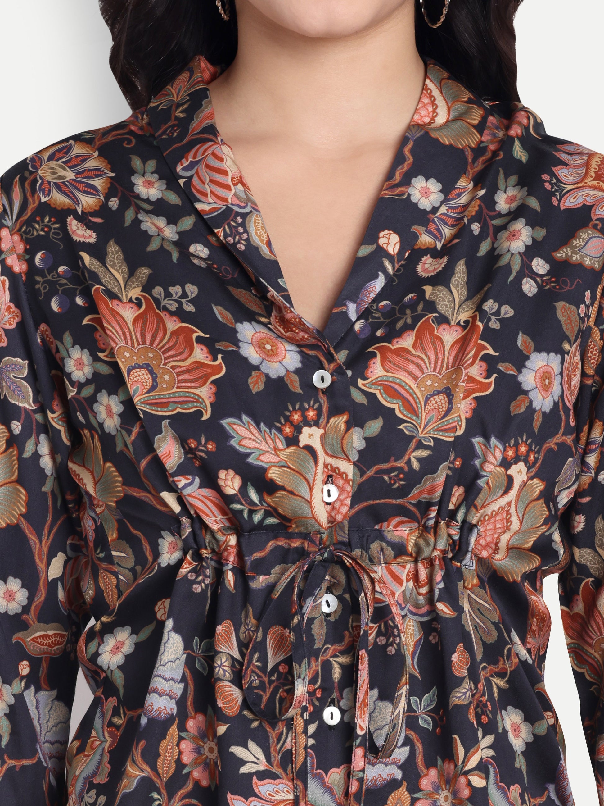 FairLeaf Women's Collar Top with Button – |100% Pure Cotton|Lightweight Relaxed Fit Floral Print | Stylish Casual  Top