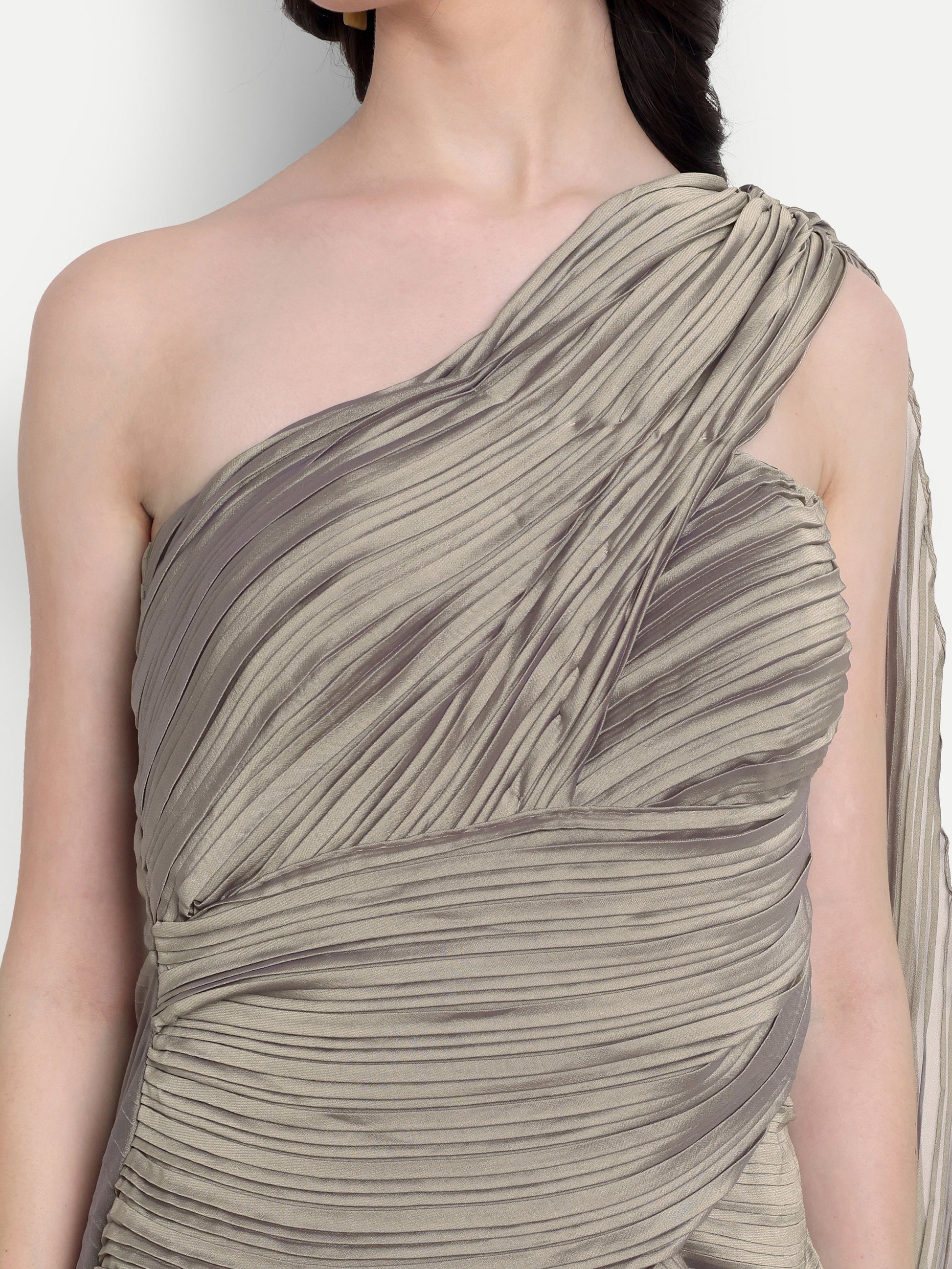 Women's One-Shoulder Grey Maxi Dress | Elegant Party & Casual Wear