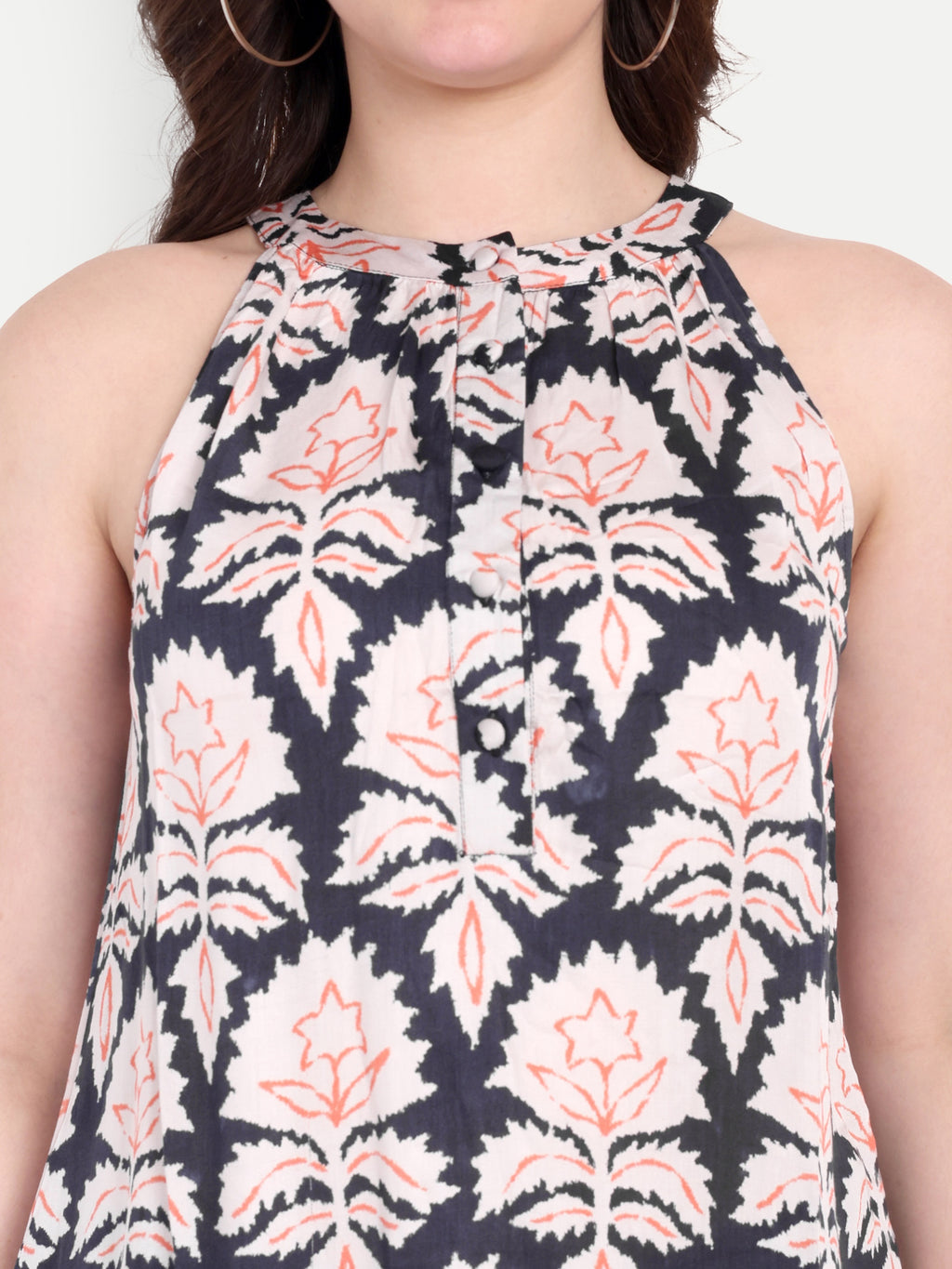 FairLeaf Women's Top with Button-Down High Neckline| Sleeveless Elegant Summer Tunic for Casual, & Office Wear