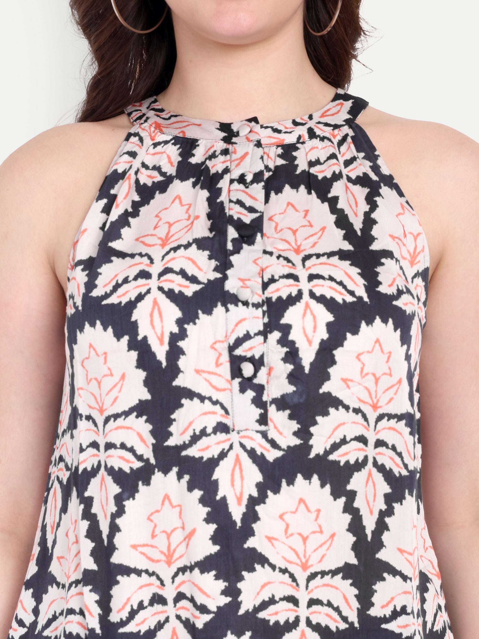 FairLeaf Women's Top with Button-Down High Neckline| Sleeveless Elegant Summer Tunic for Casual, & Office Wear