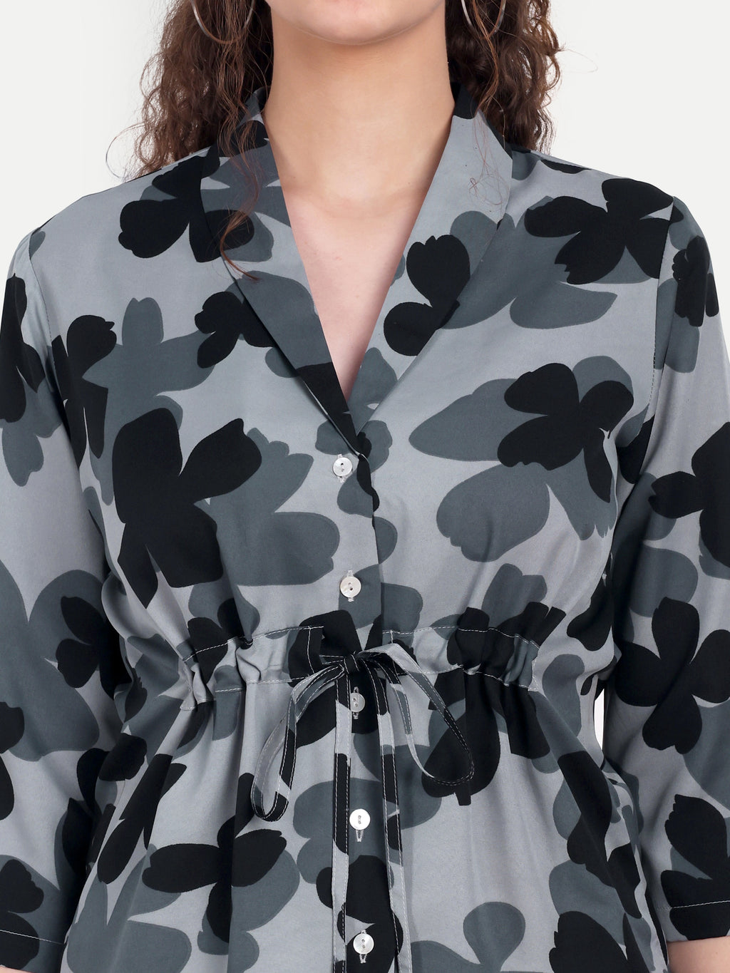 FairLeaf Women's Collar Top with Button – |100% Pure Cotton|Lightweight Relaxed Fit Floral Print – Stylish Casual Summer Western Wear for Women