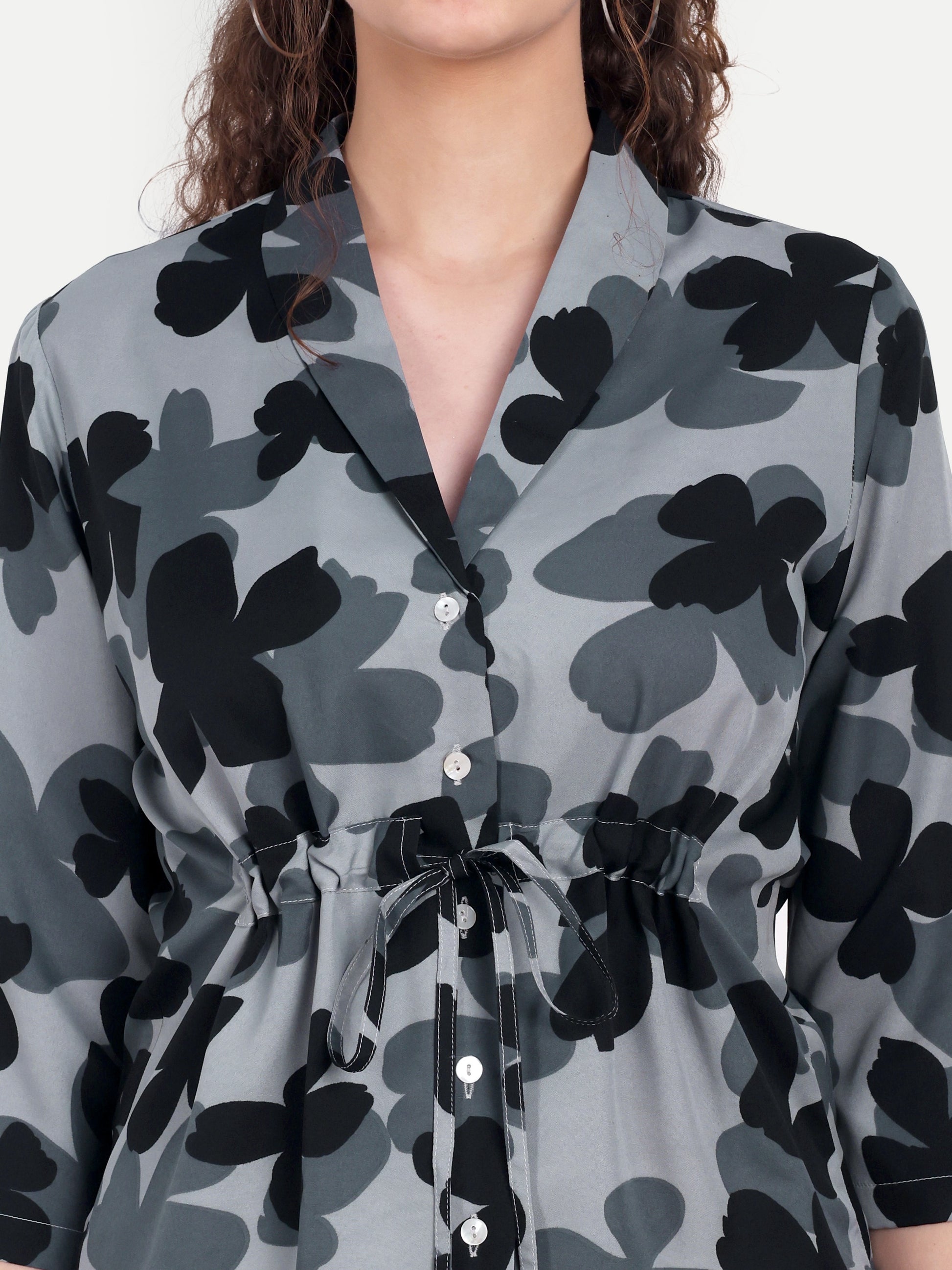 FairLeaf Women's Collar Top with Button – |100% Pure Cotton|Lightweight Relaxed Fit Floral Print – Stylish Casual Summer Western Wear for Women