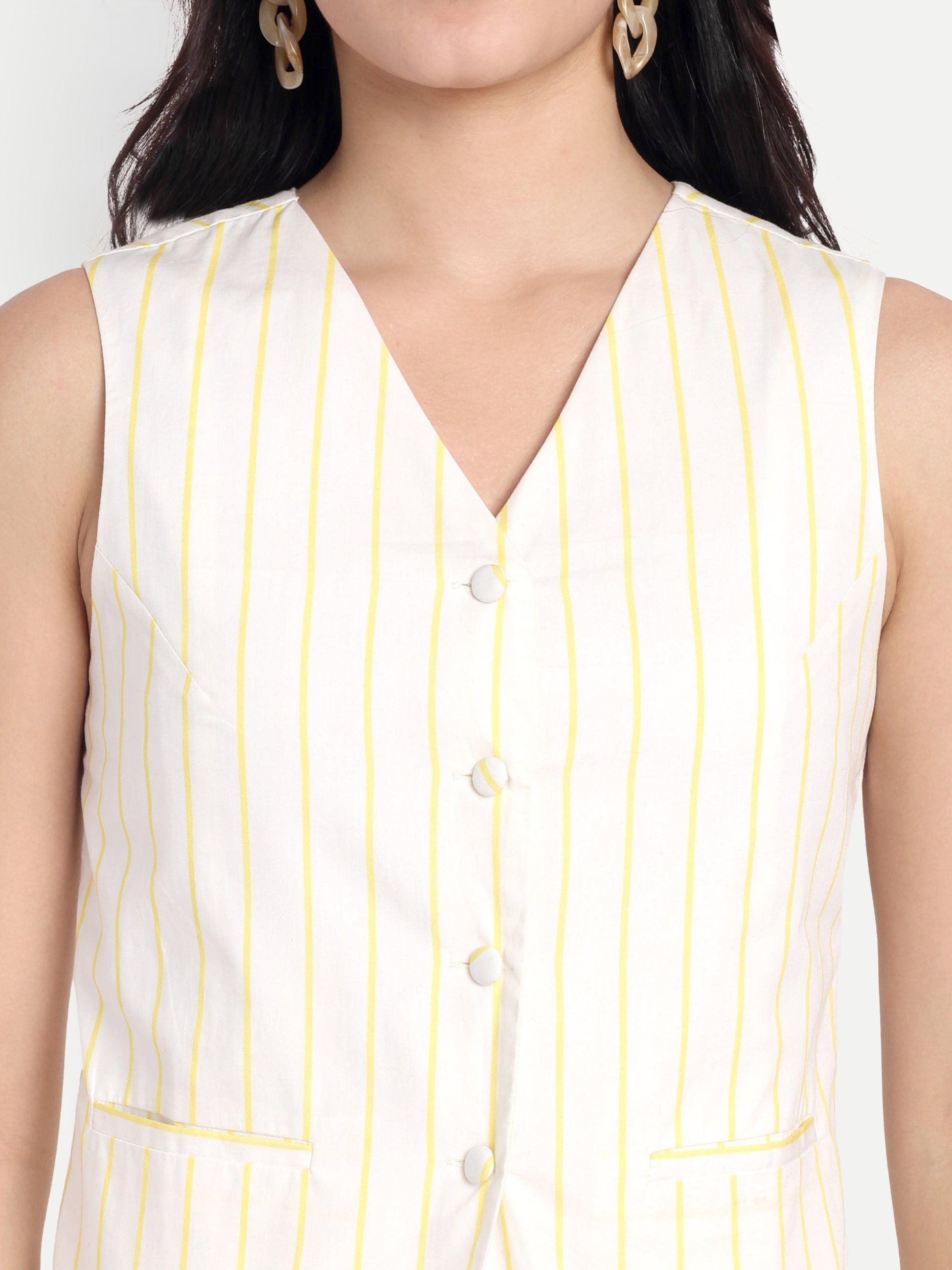 FairLeaf Women's V-Neck Sleeveless Waist Top – |100% Pure Cotton|Lightweight Relaxed Fit with Abstract Paisley Print – Stylish Casual Summer Western Wear for Women