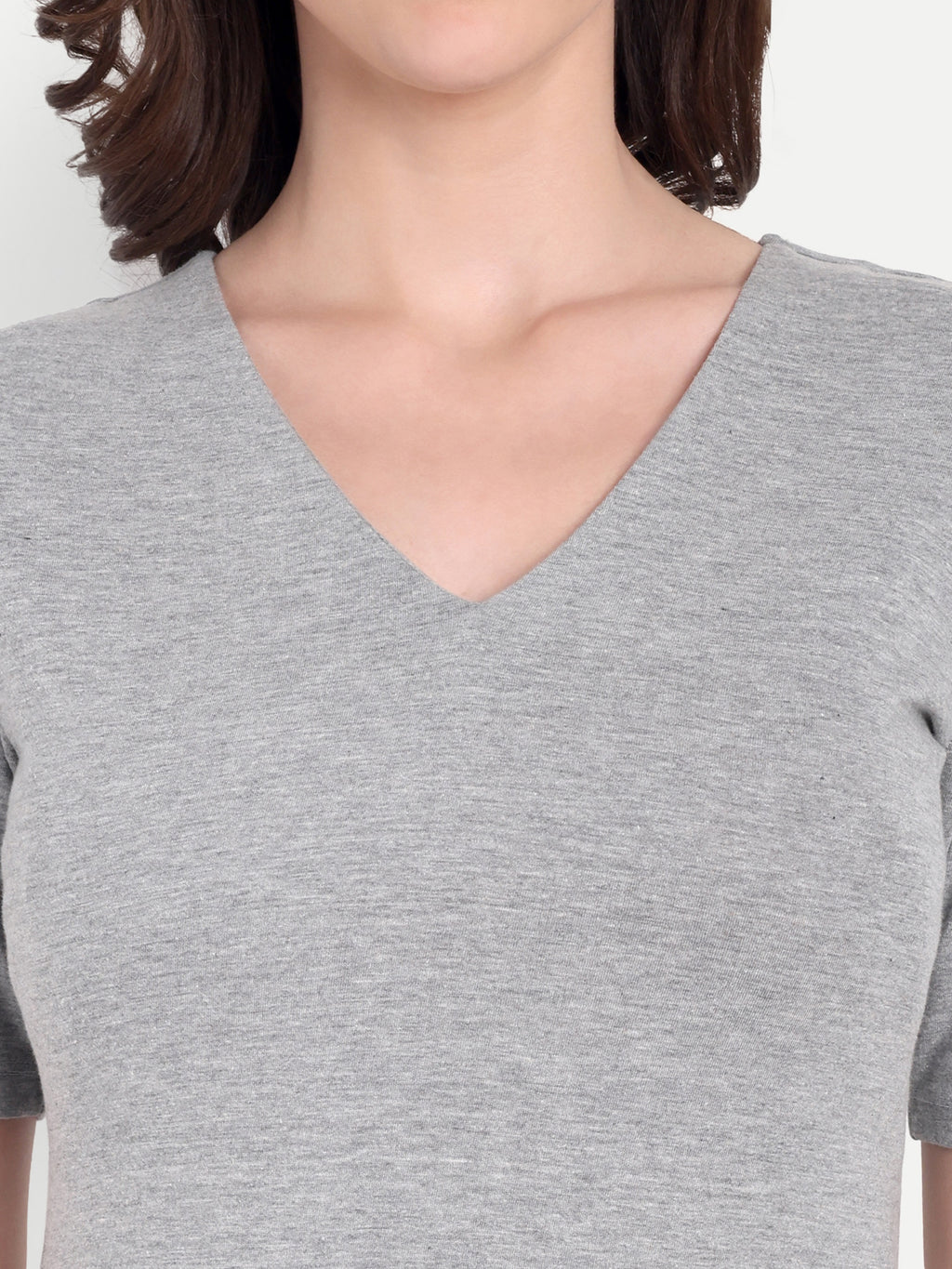 Women's Light Grey Bodycon Midi Dress | V-Neck | Half Sleeve | Casual & Office Wear