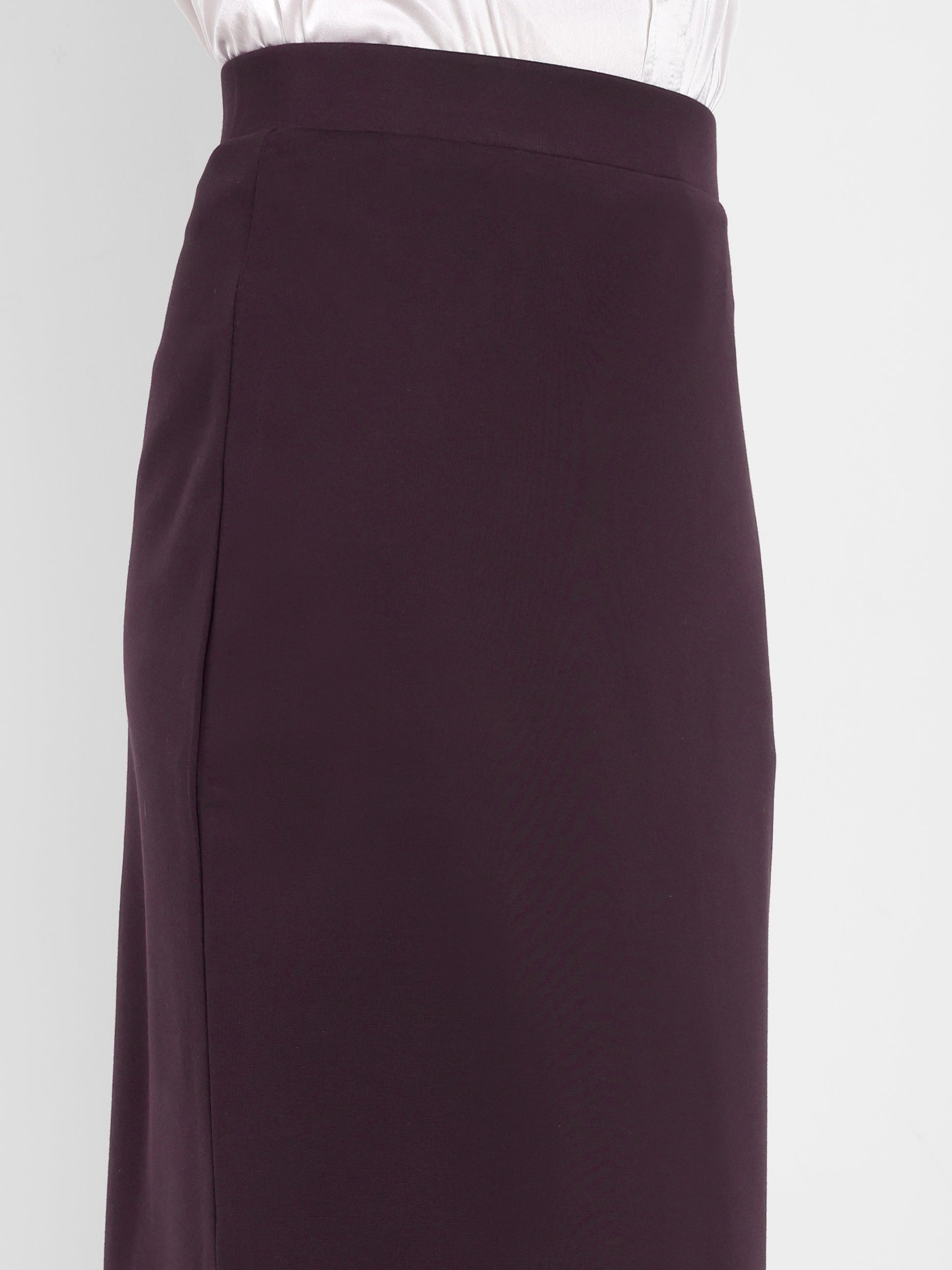 Women's dark Purple Midi Pencil Skirt with Side Slit – High Waist | Elegant Office & Party Wear