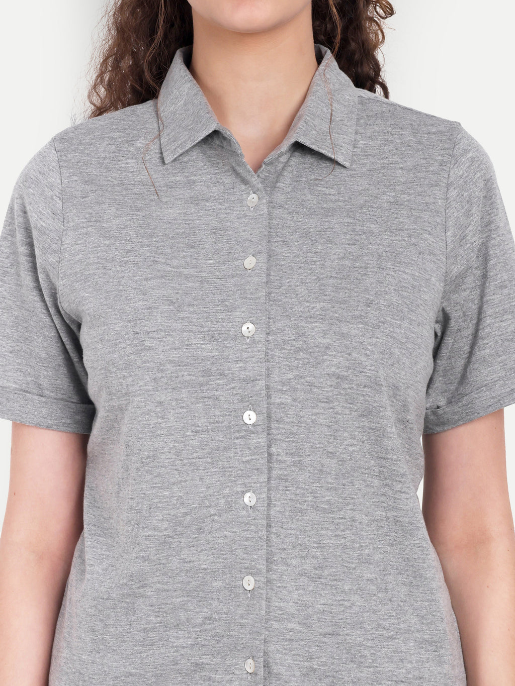 Women's Grey Casual Shirt – Short Sleeve | Button Down | Lightweight
