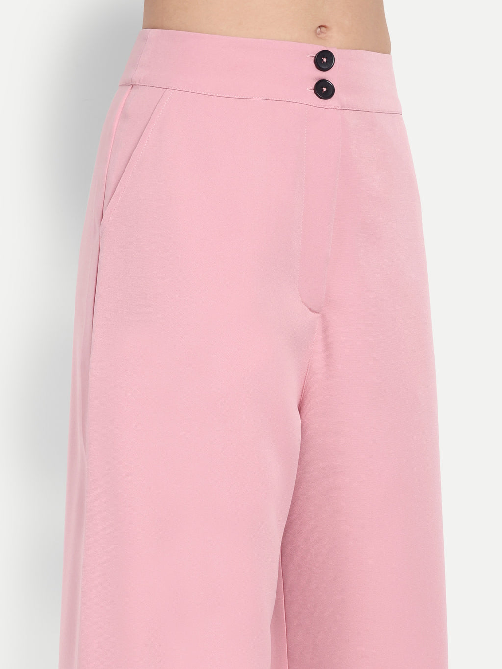 Women's Pink Wide-Leg Trousers – High Waist | Formal & Casual Wear | Comfort Fit