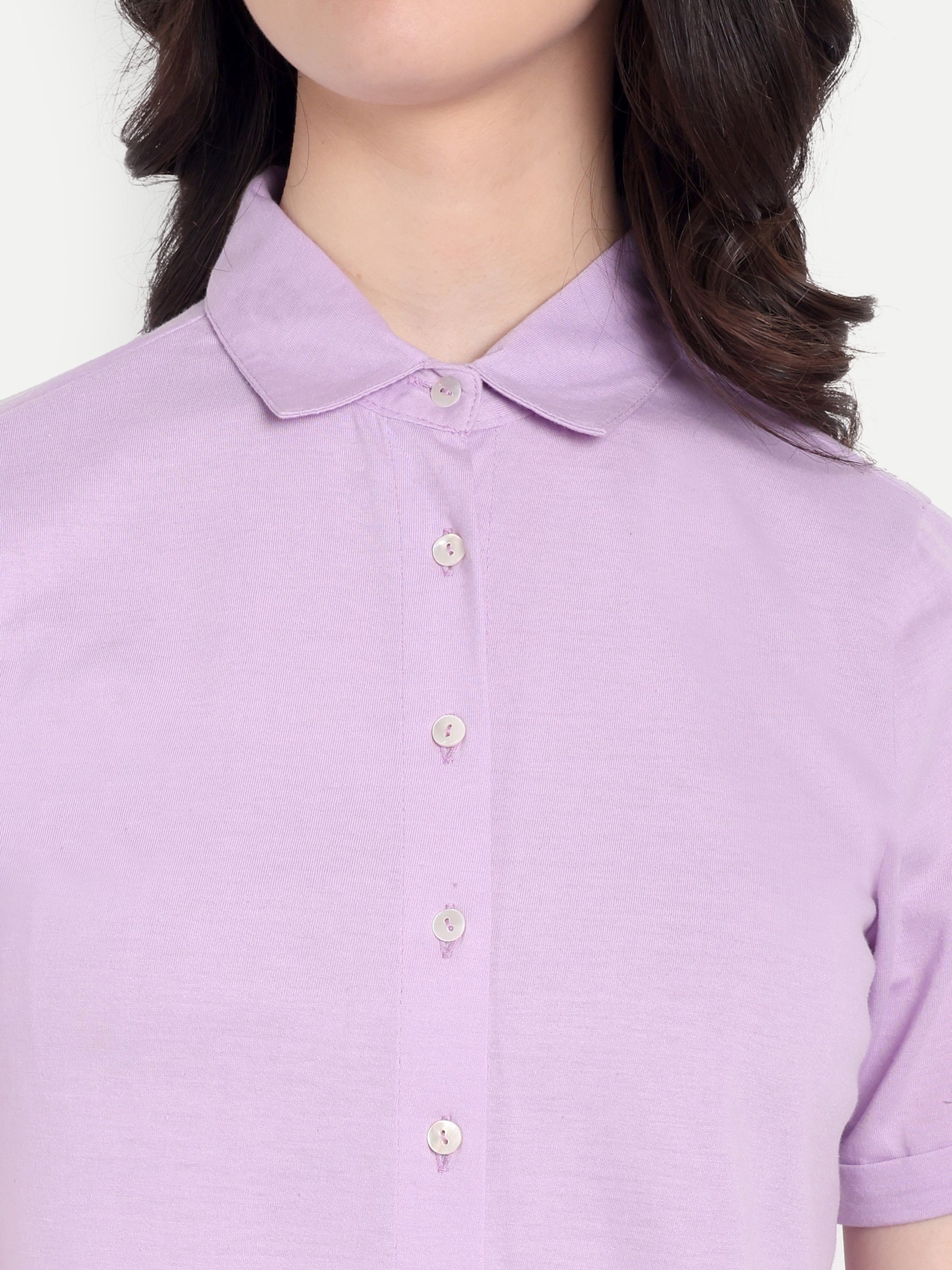 Women's Lavender Casual Shirt – Short Sleeve | Button Down | Lightweight