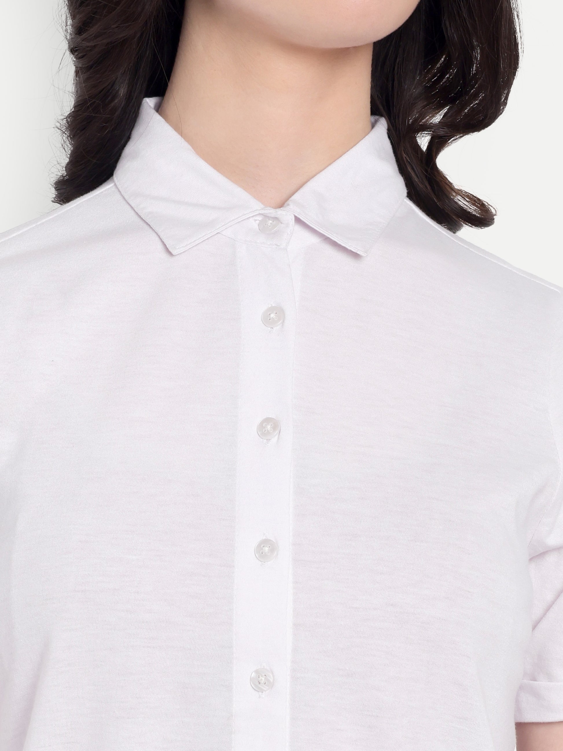 Women's White Casual Shirt – Short Sleeve | Button Down | Lightweight