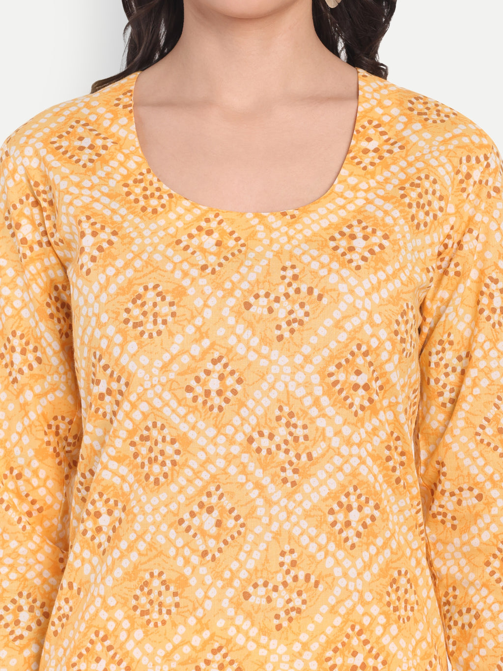 Women's yellow Floral Printed Kurta with Straight Pants | Cotton Blend | Ethnic Wear