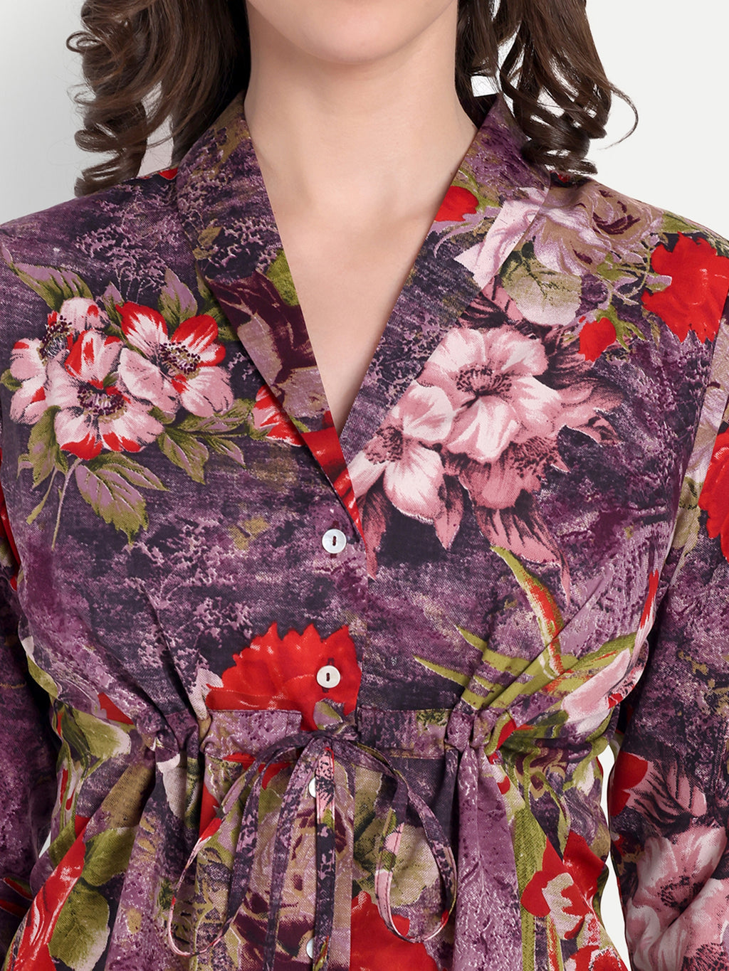 Women's Collar Top with Button – |100% Pure Cotton|Lightweight Relaxed Fit Floral Print – Stylish Casual Summer Western Wear