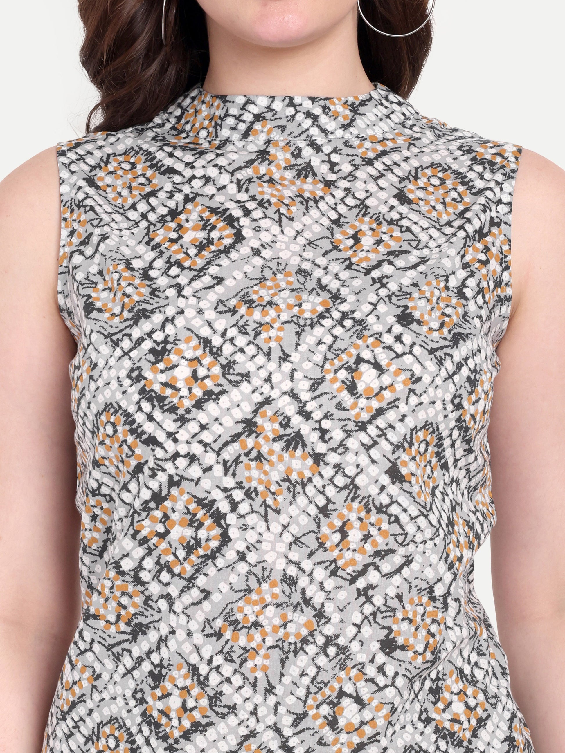 Women's Printed Sleeveless Top | High Neck | Lightweight & Stylish Summer Wear