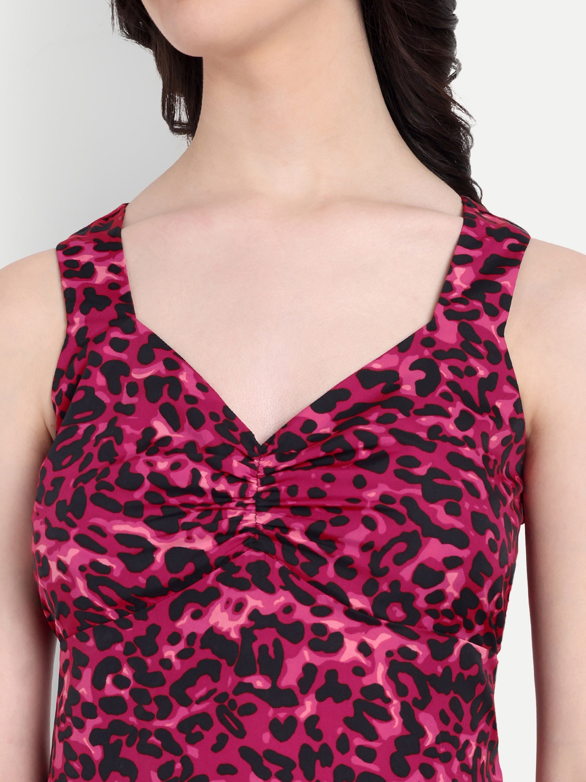 Women's Red Sleeveless A-Line Mini Dress | Elegant Textured Party Wear