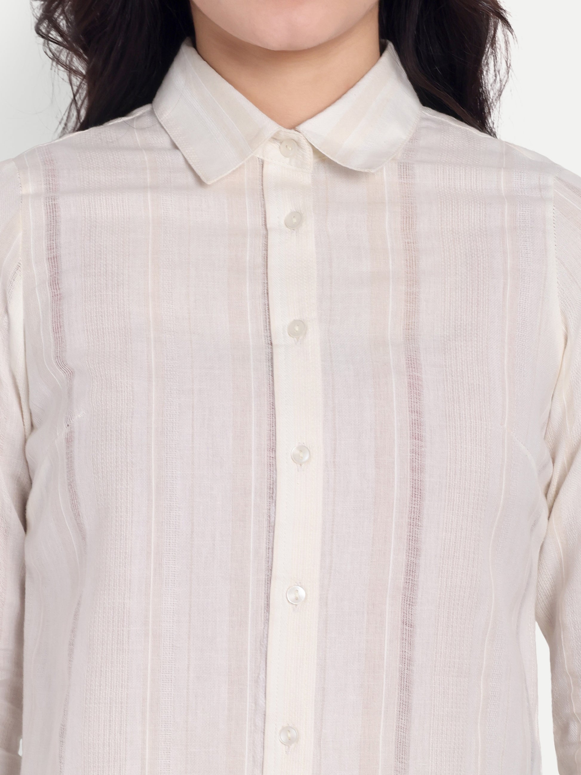 Women's White Sheer Button-Down Shirt with Long Sleeves | Elegant Office & Casual Wear
