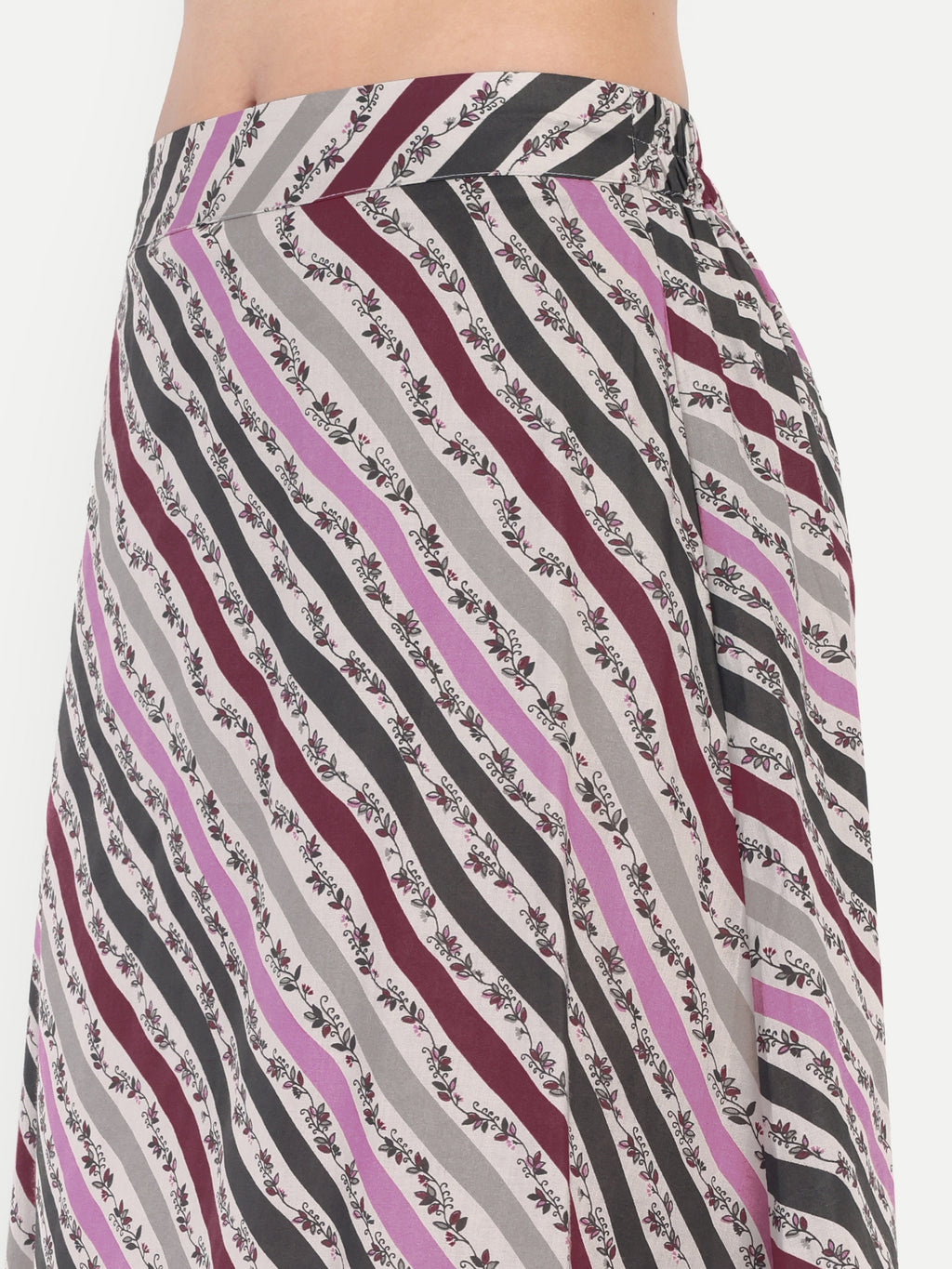Women's Multicolor Striped A-Line Midi Skirt | Casual & Party Wear
