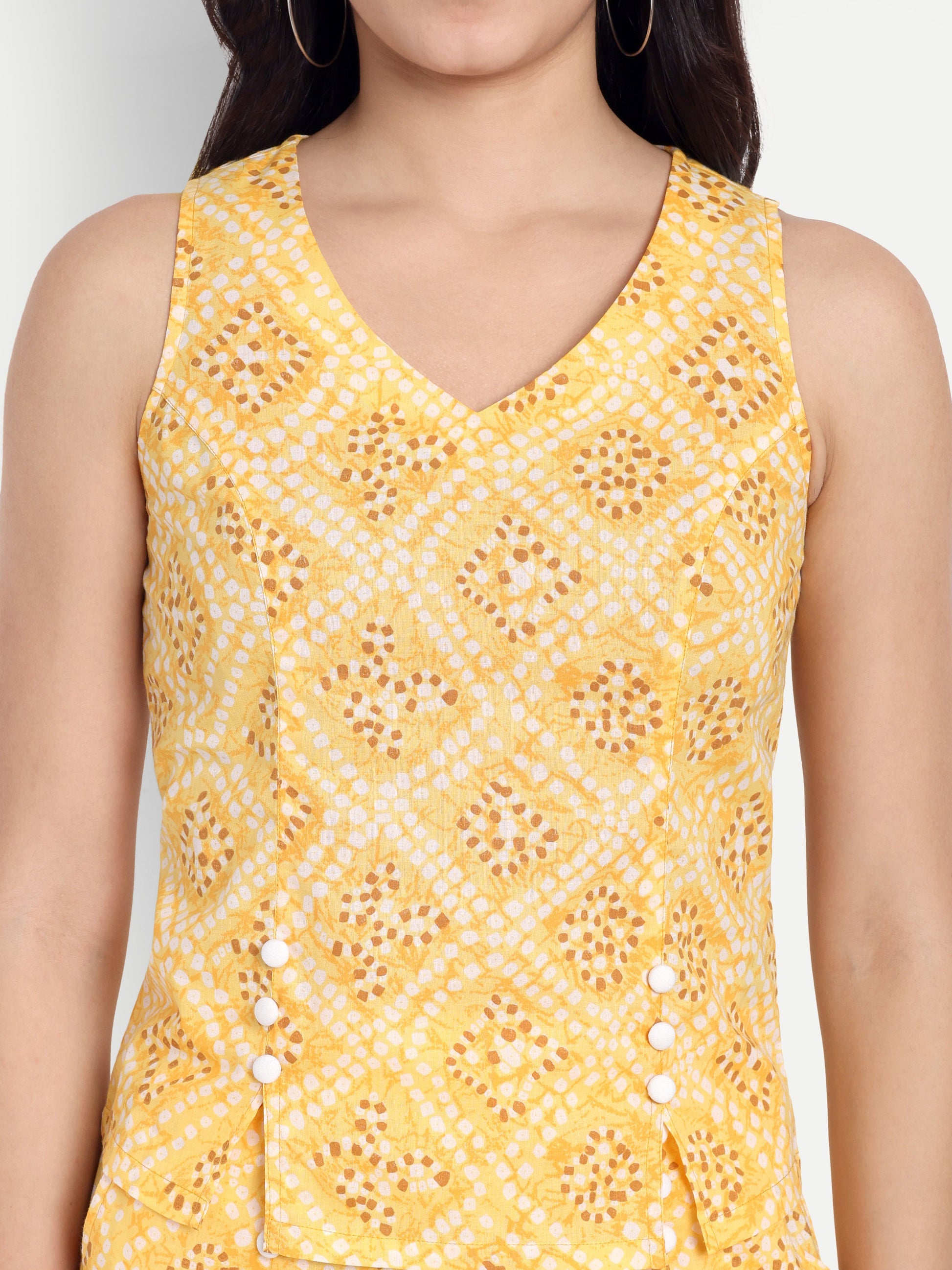 FairLeaf Women's Top and Short Set – |100% Pure Cotton | Lightweight Relaxed Fit Sleeveless Yellow Top & Short– Stylish Casual Summer  for Women