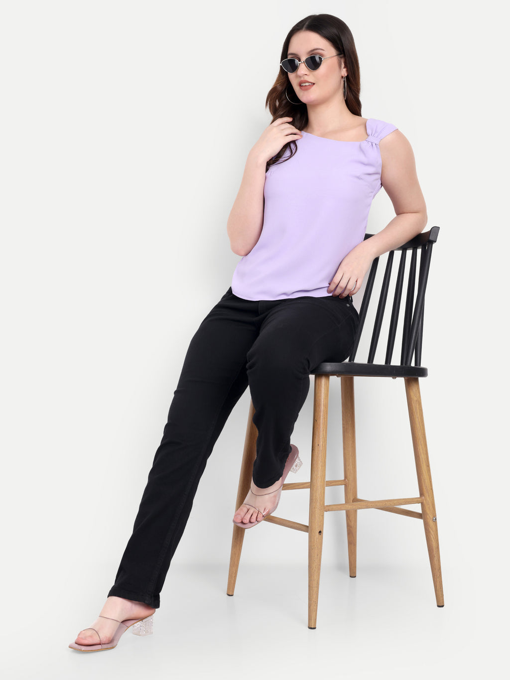 Women's Lavender Sleeveless Top | Elegant Round Neck | Lightweight & Comfortable Casual Wear