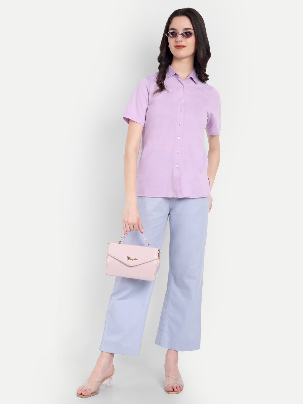 Women's Lavender Casual Shirt – Short Sleeve | Button Down | Lightweight