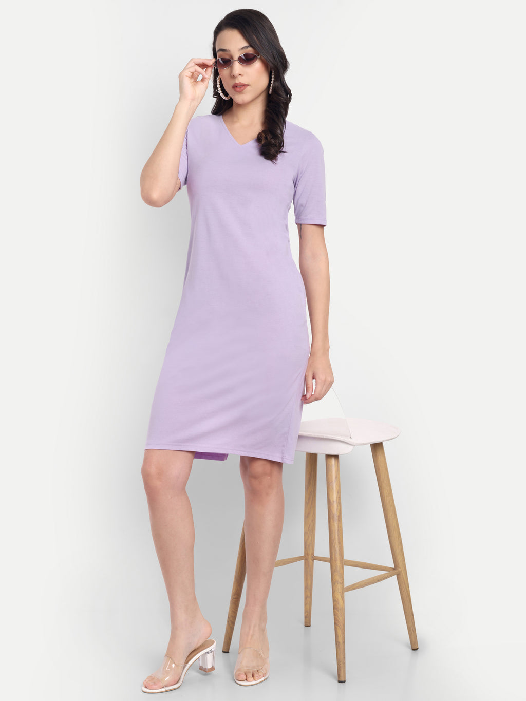 Women's Bodycon Midi Dress | V-Neck | Half Sleeve | Casual & Office Wear