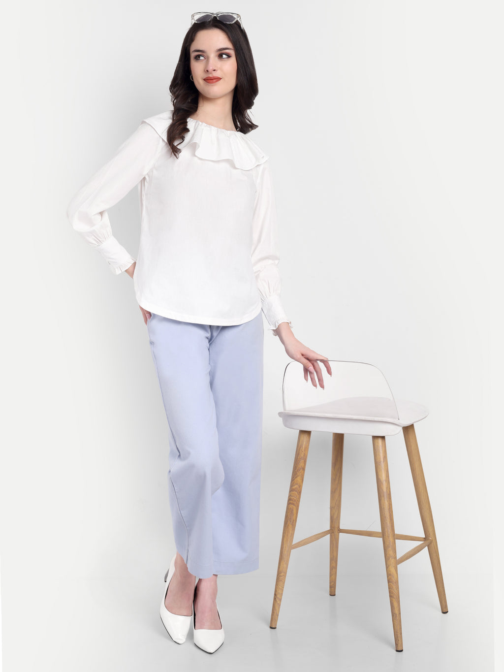 FairLeaf Women's Collar Top – |100% Pure Cotton| Light weight Relaxed  – Stylish Western Wear for Women