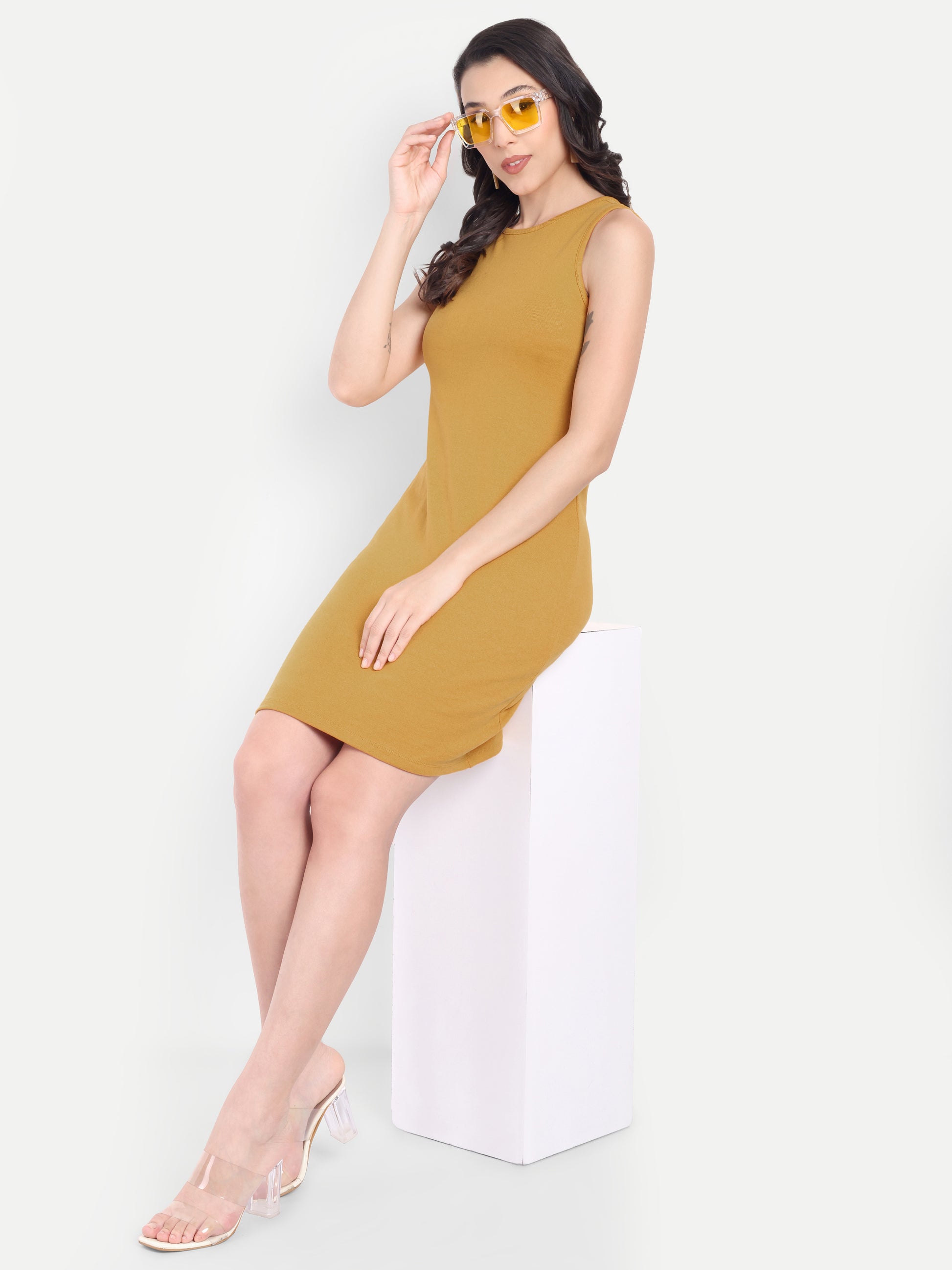 MIDI LENGTH MUSTARD YELLOW DRESS