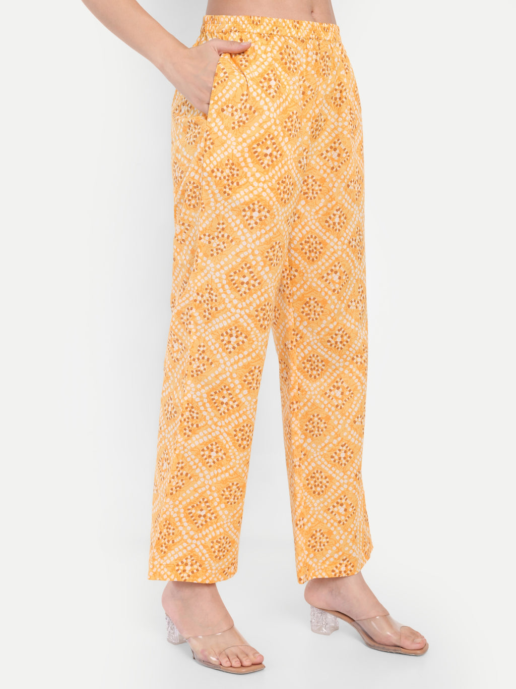Women's yellow Floral Printed Kurta with Straight Pants | Cotton Blend | Ethnic Wear