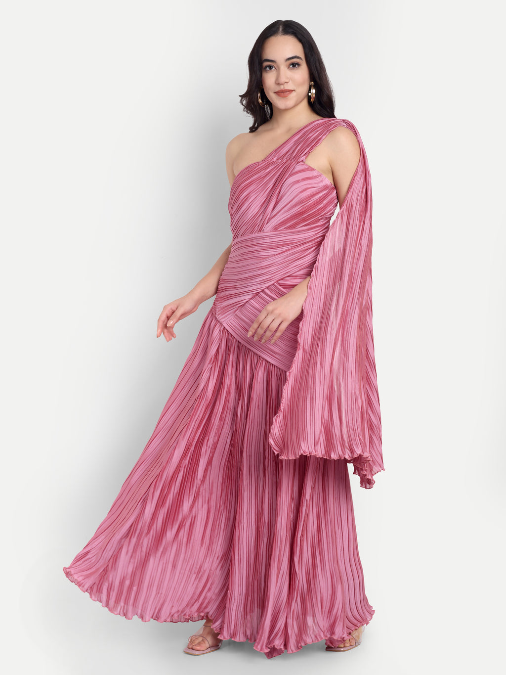 Women's One-Shoulder Pink Maxi Dress | Elegant Party & Casual Wear