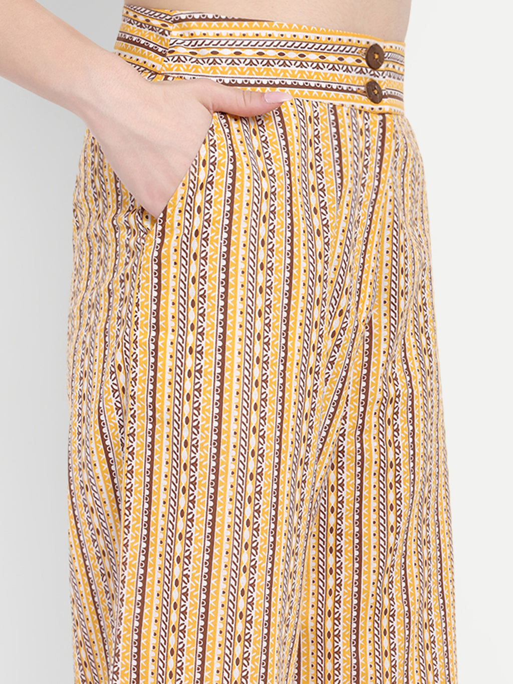 Women's Yellow Floral Sleeveless Shirt with Pink Printed Wide-Leg Pants | Comfortable Summer Co-ord Sets