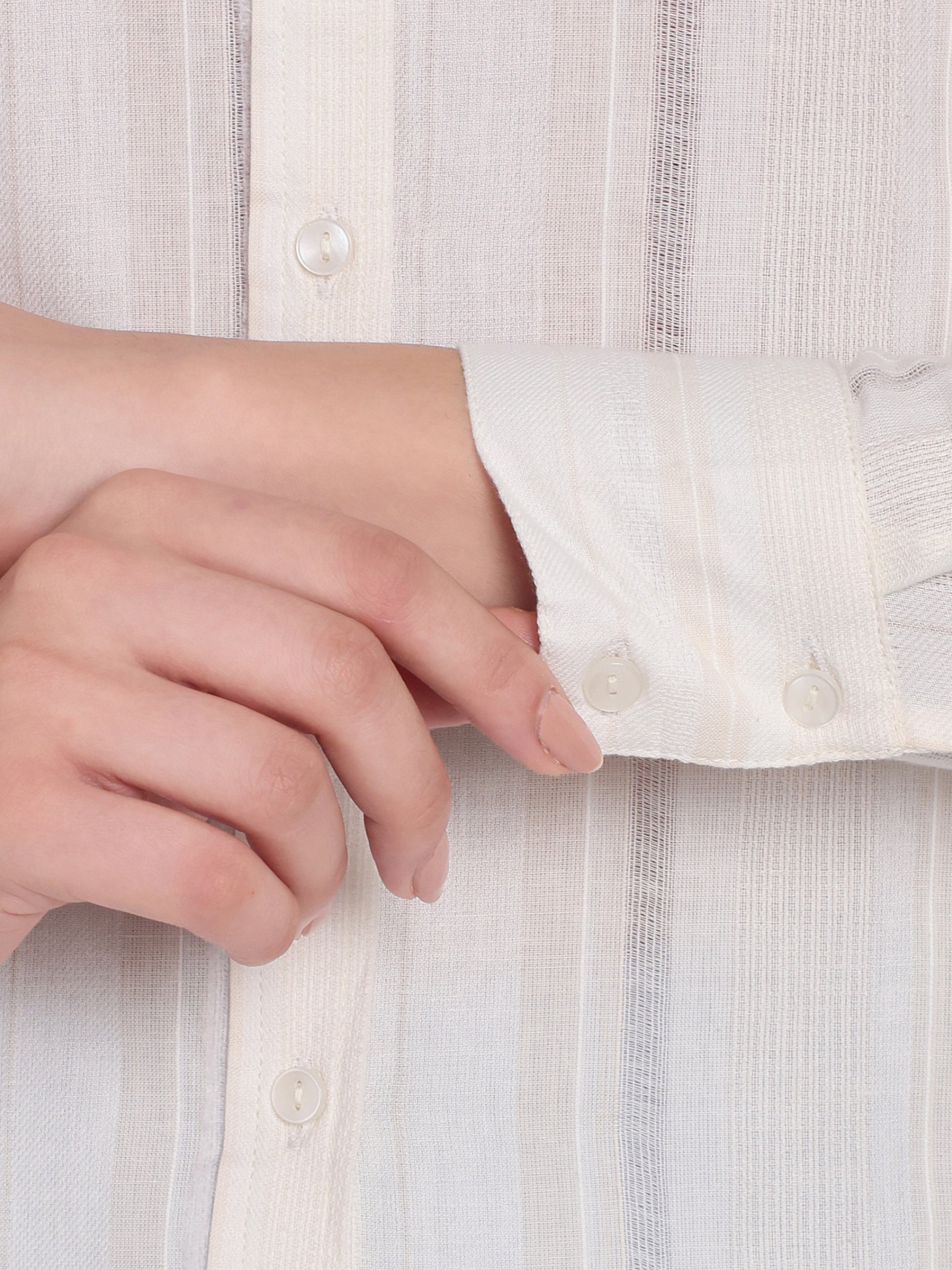 Women's White Sheer Button-Down Shirt with Long Sleeves | Elegant Office & Casual Wear